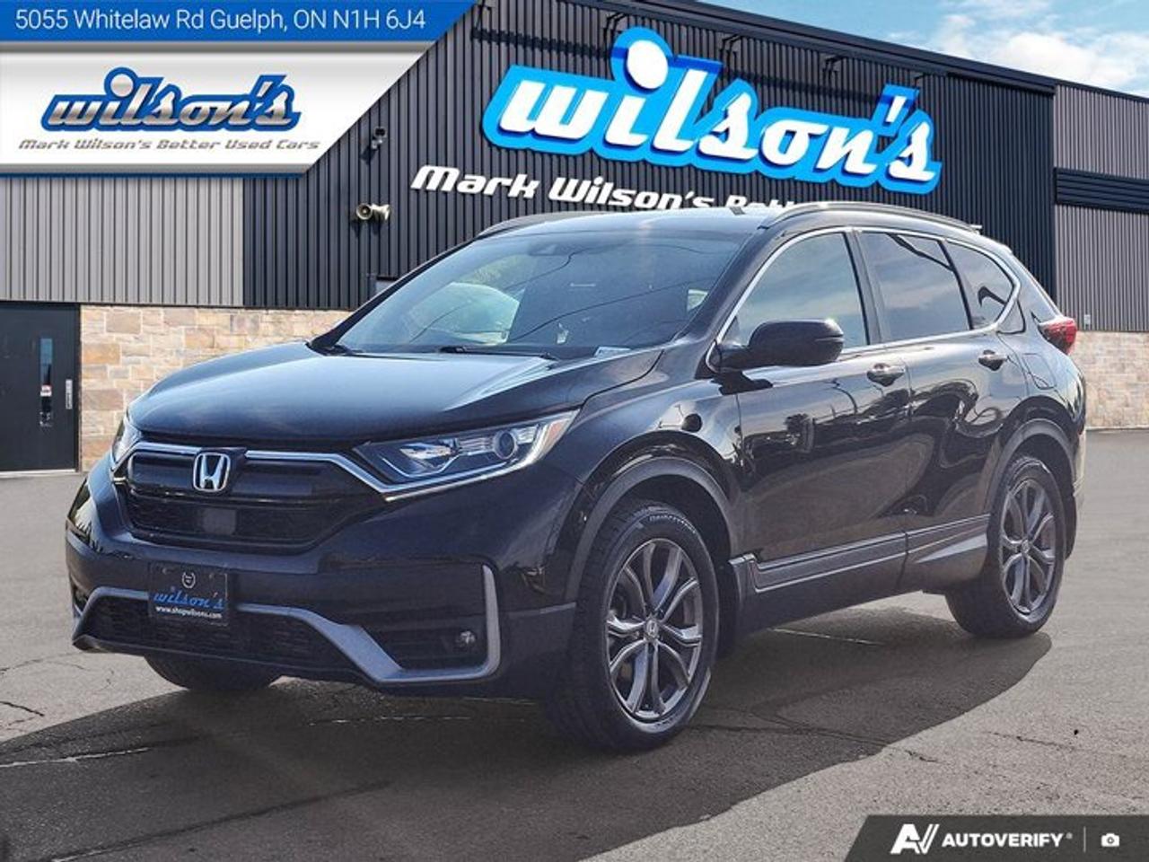 Come see this certified 2022 Honda CR-V Sportt AWD | Split Leather | Sunroof | Heated Seats + Steering | Blind Spot Display | and More !. Its Automatic transmission and 1.5 L engine will keep you going. This Honda CR-V has the following options: Sunroof, Heated Steering Wheel, Air Conditioning, Heated Seats, Tilt Steering Wheel, Steering Radio Controls, Power Windows, Power Locks, Traction Control, and Power Mirrors. Stop by and visit us at Mark Wilsons Better Used Cars, 5055 Whitelaw Road, Guelph, ON N1H 6J4.MASSIVE SELECTION: 500+ vehicles in ONE LOCATION, all Live Market Priced for the best value!STRAIGHTFORWARD & TRANSPARENT PRICING: Our Advertised Price INCLUDES:Safety Certification! (No separate certification fee upcharge).FREE Carfax History Report!NO upcharge for paying cash!CONFIDENCE & PEACE OF MIND: 30-Day/3,000 km Warranty INCLUDED! Plus a 5-Day Exchange Privilege!*EASY FINANCING: Better-than-bank rates, $0 Down, and 3 Months No Payments available OAC. BAD CREDIT APPROVED HERE!WE BUY CARS: Get Top Dollar for your trade, or sell us your vehicle for CASH even if you dont buy ours!www.shopwilsons.comAn Honest, Transparent Buying Experience. Trusted in business since 1961!(Cash Prices Exclude HST and Licensing Fees only.)