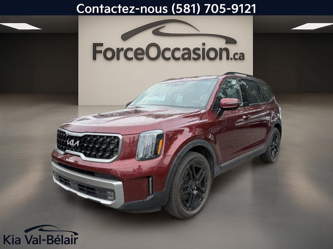 Jamais accidenté // Un seul propriétaire // Inspecté en 135 points

Le Kia Telluride 2023 X-PRO usagé offert chez Kia Val-Bélair à Québec propose une configuration recherchée avec rouage intégral, moteur V6 de 3,8 litres et transmission automatique à 8 vitesses. Avec 25 021 km à lodomètre, sa carrosserie rouge et son habitacle noir lui donnent une présentation soignée et distinctive.

CARACTÉRISTIQUES TELLURIDE X-PRO * AWD * V6 * 291HP * CUIR * CAMÉRA 360° * 5500LBS TOWING *
»» Rouage intégral pour conduite plus rassurante
»» Capacité de remorquage de 2 495 kg
»» Pneus hors-route inclus sur cette version
»» Différentiel à glissement limité ajouté

CARACTÉRISTIQUES DE SÉCURITÉ AVANCÉES
»» Avertissement de sortie de voie intégré
»» Surveillance des angles morts incluse
»» Caméra de recul pour manoeuvres précises
»» Contrôle de stabilité et freins ABS

PERFORMANCE ET EFFICACITÉ
»» Moteur V6 de 3,8 litres
»» Puissance de 291 chevaux annoncée
»» Transmission automatique à 8 vitesses
»» Rouage intégral pour motricité accrue

CONFORT
»» Sièges avant chauffants inclus
»» Sièges arrière chauffants inclus
»» Siège conducteur à réglage électrique
»» Contrôle climatique arrière pour passagers

TECHNOLOGIE ET CONNECTIVITÉ
»» Intégration Bluetooth pour appels et audio
»» Système de navigation GPS intégré
»» Affichage tête-haute dans le pare-brise
»» Commandes audio directement au volant

ESPACE DE CHARGEMENT
»» Hayon électrique pour accès facilité
»» 4 portes pour accès simple
»» Banquette pratique pour usage familial
»» VUS adapté aux bagages du quotidien

RÉCOMPENSES ET RECONNAISSANCES
»» Top Safety Pick+, Insurance Institute for Highway Safety, 2023
»» Meilleur VUS intermédiaire 3 rangées, Auto123, 2023

APPRÉCIÉ DES AUTRES PROPRIÉTAIRES
»» Conduite douce et silencieuse au quotidien
»» Habitacle spacieux pour la famille
»» Confort apprécié sur longues distances
»» Facilité dutilisation des commandes principales

GARANTIE
»» Garantie légale seulement
»» Garantie dusage
»» Garantie de durée raisonnable
»» Garantie contre les vices cachés

Ce Kia Telluride 2023 X-PRO se démarque par son équilibre entre puissance, espace, confort et équipements utiles. On y retrouve notamment les sièges en cuir, le toit ouvrant panoramique, les rétroviseurs chauffants, le démarreur à distance, le démarrage par bouton-poussoir et la climatisation à deux zones avec contrôle arrière.

Sa présentation comprend aussi des vitres teintées, un aileron arrière, des phares à DEL, des phares automatiques, des antibrouillards, des rétroviseurs électriques escamotables avec clignotants intégrés ainsi quun rétroviseur intérieur électrochromatique. Les sièges à mémoire et le support lombaire du siège conducteur ajoutent un agrément appréciable au quotidien.

Pour les passagers, ce véhicule mise sur une ambiance accueillante avec éclairage ambiant, commandes audio arrière, climatisation arrière et plusieurs commodités bien pensées. Le toit ouvrant en verre et le toit panoramique apportent plus de lumière naturelle dans lhabitacle, ce qui contribue à une expérience de conduite agréable en toute saison.

Ce Kia Telluride 2023 X-PRO représente un choix solide pour lacheteur qui souhaite un VUS usagé bien équipé, capable de remorquer jusquà 2 495 kg et prêt pour les déplacements familiaux comme les escapades de fin de semaine. Sa combinaison de rouage intégral, de moteur V6 et déquipement complet en fait un modèle très polyvalent.

Le NIV de ce Kia Telluride X-PRO * AWD * V6 * 291HP * CUIR * CAMÉRA 360° * 5500LBS TOWING * 2023 est le 5XYP5DGC7PG352097 .

Garantie prolongée disponible, livraison en 48h