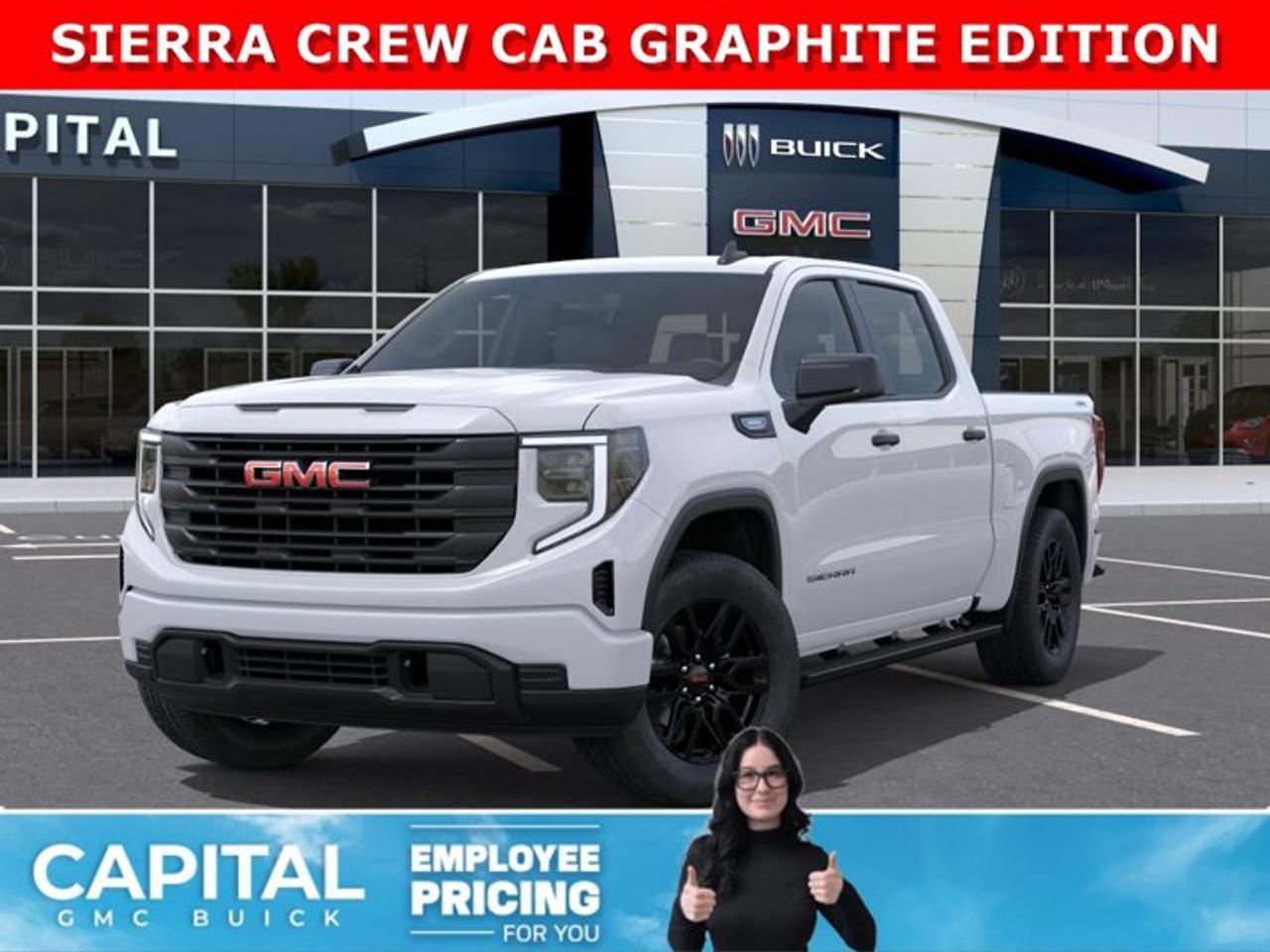 Check out this 2026 GMC Sierra 1500 Pro Graphite Edition... Equipped with 20 6-spoke high gloss Black painted aluminum wheels, Assist Steps, All-Weather Floor Liners, Intergrated Brake Controller, Body Colour Front and Rear Bumpers, Remote Start, High-Capacity Suspension Package, Trailering Package, EZ Lift power lock and release tailgate, Convenience Package, Pro Value Package and so much more! CALL NOWAsk for the Internet Department for more information or book your test drive today!AMVIC Licensed Dealer - Licence Number B1044900