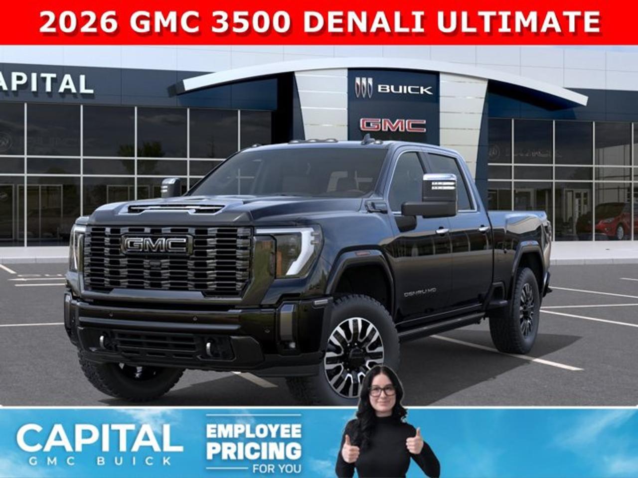 Check out this 2026 GMC SIERRA 3500 HD Denali Ultimate Duramax Diesel... This fully-loaded Heavy Duty comes equipped with every option, including Heated and Cooling Seats, Heated Steering, Power Assist Steps, Exclusive Alpine Umber Interior, Body Color Wheel Arch Moldings, 5th Wheel Prep Package, Power Sunroof, Technology Package, 360 Cam, Rear Streaming Camera Mirror, Heads-up Display, Heated Rear Seats, Adaptive Cruise Control, Wireless Charging, MultiPro Tailgate, and so much more... CALL NOW!Ask for the Internet Department for more information or book your test drive today!AMVIC Licensed Dealer - Licence Number B1044900