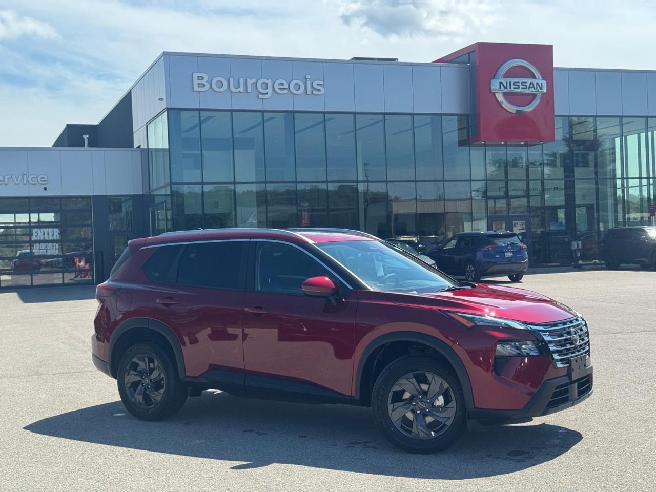 <p>Step into the future of driving with the 2026 Nissan Rogue AWD SV Moonroof, clad in a stunning Scarlet Ember Tintcoat that turns heads wherever it goes. This AWD SUV boasts an automatic transmission that makes tackling Canadian weather a breeze, providing you with confident handling and an exhilarating ride.</p> <p>Its bold red exterior is perfectly complemented by a sophisticated black interior, designed with comfort and convenience in mind. Inside, you'll find lavish features such as leatherette door trim inserts, plush heated seats, and a heated steering wheel, all perfect for those chilly Canadian mornings. The panoramic moonroof enhances the spacious cabin, flooding it with natural light.</p> <p>On the tech front, the Rogue is equipped with an array of modern amenities including a backup camera, Bluetooth connection, satellite radio, and smart device integration. Safety doesn't take a backseat with advanced features like lane assist, adaptive cruise control, and a reliable brake assist system. Plus, with a built-in Wi-Fi hotspot, you're always connected on the go.</p> <p>For families or adventurers looking for a new vehicle that combines style, functionality, and innovative technology, this Rogue is perfect. Contact Bourgeois Midland Nissan today for more information and get ready to make it yours.</p> <p>Were thrilled to share that <strong>Nissan has been named the #1 mass market brand in initial quality</strong> by the <strong>J.D. Power 2025 U.S. Initial Quality Study</strong>! This industry-leading recognition confirms what our customers already know  when you choose <strong>Nissan</strong>, youre choosing exceptional craftsmanship, innovative technology, and dependable performance from day one.</p><p>At <strong>Bourgeois Midland Nissan</strong>, were proud to offer a full lineup of award-winning models like the <a target=_blank rel=noopener noreferrer nofollow href=https://www.bourgeoisnissan.com/inventory/?keyword=Rogue><strong>Nissan Rogue</strong></a>, <a target=_blank rel=noopener noreferrer nofollow href=https://www.bourgeoisnissan.com/inventory/?keyword=Altima&sort[id]=relevance&sort[sortDirection]=DESCENDING><strong>Altima</strong></a>, <a target=_blank rel=noopener noreferrer nofollow href=https://www.bourgeoisnissan.com/inventory/?modelId[]=P8Iy5bd_S_u3nnuzDJOpLA&keyword=Kicks&sort[id]=relevance&sort[sortDirection]=DESCENDING><strong>Kicks</strong></a>, and <a target=_blank rel=noopener noreferrer nofollow href=https://www.bourgeoisnissan.com/inventory/?&keyword=Kicks%20Play&sort[id]=relevance&sort[sortDirection]=DESCENDING><strong>Kicks Play</strong></a>  vehicles that consistently deliver on quality, comfort, and reliability.</p><p>Ready to experience the Nissan difference? Visit our Midland dealership today and discover why more Canadians are driving home in a Nissan.</p> <p><strong>Why Choose the Bourgeois Auto Group?</strong></p><p>For 80 years, Bourgeois Auto Group has been delivering exceptional automotive experiences. Our factor trained teams work to ensure you receive the shopping experience you deserve; whether you're looking for a new or new-to-you vehicle.</p><p>Shop 24/7 with our online showroom and chat service, ensuring convenience every step of the way. No hidden fees, full disclosure, and every pre-owned vehicle comes with a Carfax® report for peace of mind.</p><p>We offer a wide selection of pre-owned vehicles, all competitively priced using real-time market data. Get the best deal on your purchase and trade-in with our free Live Market Analysis report.</p><p>Looking to sell your car? We buy any make or modelno purchase required. Our simple to use online trade valuation tool will provide you with a clear, transparent selling experience whether you buy our car or not.</p><p>Backed by hundreds dedicated employees across 4 convenient locations, were here to meet all your automotive needs. Visit us in Midland or Parry Sound and explore our inventory or schedule your next service today.</p> <p><strong>Financing Your Next Vehicle with Bourgeois Midland Nissan:</strong></p><p>At Bourgeois Midland Nissan, we make financing your next vehicle simple and stress-free! Our team works with trusted lenders to find flexible options tailored to your budget. Drive away with confidenceapply today!</p><p>Take advantage of our online pre-qualification tool, backed by Equifax and TD Bank to find the payment that works for you. Simply <a href=https://www.bourgeoisnissan.com/pre-qualify-for-financing/ rel=nofollow><strong>CLICK HERE</strong></a> to use our secure online credit tool with no impact to your credit.</p>