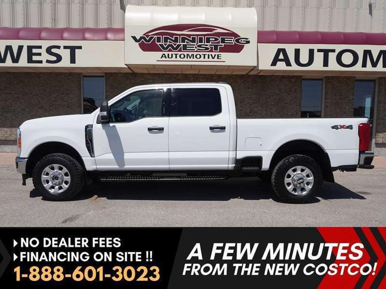 *** Dealer arranged financing on site! Quick, Simple,  no calls or waiting on bank appointments required!! Drive away today ***   NO ADMINISTRATION FEES!!2023 Ford F-350 XLT Premium 4x4 Crew Cab * * * Godzilla Engine * * * ONLY 63,000 KMS - - Rear back up camera - - 10-speed automatic - - 4 Wheel Drive - - Power/heated tow mirrors - - 12-inch SYNC touchscreen - -  Sirius XM Satellite radio - - Apple CarPlay and Android Auto - - Trailer brake controller - - Full-length running boards - - SecuriCode keyless entry - - Fog Lights & Tow Hooks - - Easy Step rear bumper steps - - Factory side box steps.

Oxfort white exterior in excellent condition. Light gray interior. Well-maintained.

Low kilometers. Excellent history. Powerful "Godzilla" engine. Work-ready truck.

Features

- 7.3L Godzilla V8 gas engine
- 10-speed TorqShift automatic transmission
- 4x4 with selectable drive modes
- Factory trailer brake controller
- 12-inch SYNC touchscreen
- Sirius XM Satellite radio
- Wifi capability
- 911 Assist
- Valet mode
- Apple CarPlay and Android Auto
- Full-length running boards
- LED bed lighting
- SecuriCode keyless entry
- Steering-wheel audio and cruise controls
- Bluetooth connectivity
- USB-C ports
- Reverse camera
- Automatic high beams
- Fog lights
- Power/heated tow mirrors
- Driver Assistance
- Power windows
- Power doors
- Fog Lights & Tow Hooks
- Easy Step Rear Bumper
- Factory Side Box StepsComes with a Manitoba Safety Certification, and we have many Extended Powertrain warranties available on your vehicle purchase up to 10-year coverage (on eligible vehicles see dealer for details). Financing on site with Zero down financing OAC. Trades accepted. View at Winnipeg West Automotive Group, 5195 Portage Ave. (only a couple of minutes past the new Costco) Dealer permit # 6007.  This Car is located in Winnipeg Manitoba,  however we can have it shipped anywhere in North America relatively inexpensively.