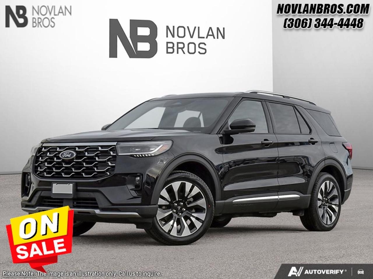 <b>Leather Seats!</b><br> <br> Check out our great inventory of new vehicles at Novlan Brothers!<br> <br>This 2026 Explorer was built to do more than just get groceries, with all-new technologies, this SUV was built for adventure.<br> <br>This Ford Explorer is the ultimate lifestyle vehicle with plenty of style and space for all of your passengers and cargo. It has the hauling capabilities of a midsize SUV combined with strong off-road capabilities. Whether your next family adventure is to the grocery store or over a high mountain pass, the Ford Explorer was built to get you there with ease.<br> <br>This Agate Black SUV has a 10 Speed Automatic transmission and is powered by a 300HP 2.3L 4 Cylinder Engine. <br> <br> Our Explorers trim level is Platinum. This Explorer Platinum rewards you with a dual-panel sunroof and cooled front seats, as well as BlueCruise 1.2, inbuilt navigation, Bang & Olufsen audio, an aerial view camera system and a heated steering wheel. Also standard include 20 aluminum wheels, FordPass Connect 5G mobile hotspot internet access, adaptive cruise control, smart device remote engine start, and a power liftgate for rear cargo access. On the inside, occupants are treated to leather upholstery, voice-activated dual-zone climate control, and a 13.2-inch infotainment screen with wireless Apple CarPlay and Android Auto. Safety features also include lane keep assist with lane departure warning, collision mitigation, automatic emergency braking, evasion assist, and rear parking sensors. This vehicle has been upgraded with the following features: Leather Seats.<br><br> View the original window sticker for this vehicle with this url <b><a href=http://www.windowsticker.forddirect.com/windowsticker.pdf?vin=1FMUK8HH6TGC35479 target=_blank>http://www.windowsticker.forddirect.com/windowsticker.pdf?vin=1FMUK8HH6TGC35479</a></b>.<br> <br>To apply right now for financing use this link: <a href=http://novlanbros.com/credit/ target=_blank>http://novlanbros.com/credit/</a><br> <br/>Weve discounted this vehicle $5680. Total rebate of $1000 is reflected in the price. 5.49% financing for 84 months. <br> Payments from <b>$875.56</b> monthly with $0 down for 84 months @ 5.49% APR O.A.C. ( Plus applicable taxes - Plus applicable fees ). Incentives expire 2026-08-31. See dealer for details. <br><br><br> Come by and check out our fleet of 30+ used cars and trucks and 100+ new cars and trucks for sale in Paradise Hill.  o~o