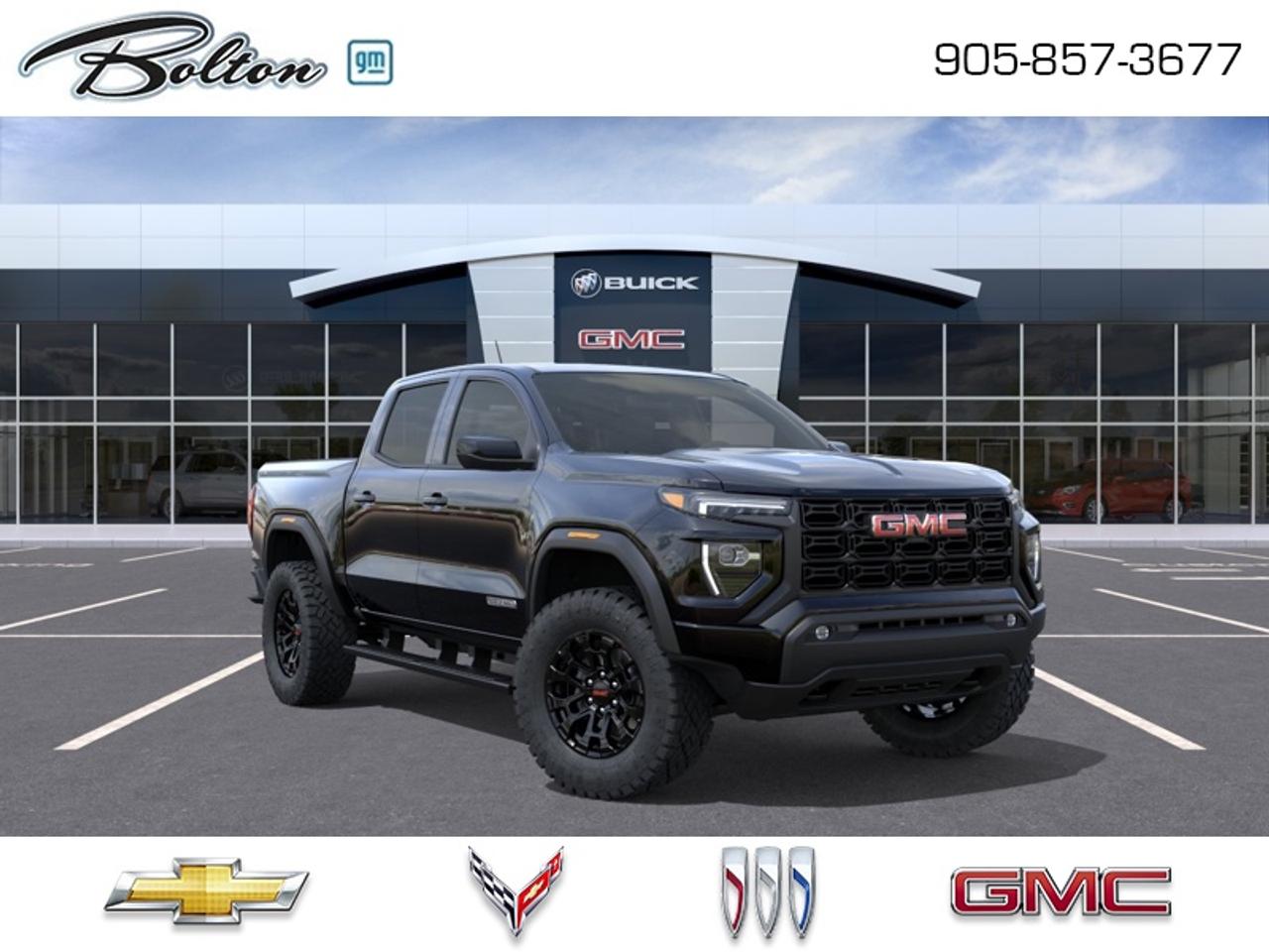<b>Bedliner!</b><br> <br> With poised handling, refined interior appoinments and genuine off-road capability, this 2026 Canyon is a force to be reckoned with.<br> <br>Aimed at shoppers who desire the capability of a traditional pickup without the compromise of a full-size truck, this 2026 GMC Canyon is ready to take on whatever you throw at it. From work-site duties to intense off-road sessions, this Canyon is sure to never skip a beat!<br> <br>This Onyx Black Crew Cab 4X4 pickup has an Automatic transmission and is powered by a 310HP 2.7L 4 Cylinder Engine. <br> <br> Our Canyons trim level is Elevation. This trim surrounds every drive with advanced technology and premium comfort, featuring an 11.3-inch Premium Infotainment System with Google Built-In, wireless Apple CarPlay and Android Auto, SiriusXM with 360L, Wi-Fi hotspot capability, and personalized profiles that keep entertainment and settings seamless. Plush front bucket seats, rear air vents, keyless open and start, remote locking tailgate, power windows with express functions, and soft-touch interior materials enhance convenience and cabin refinement. Safety is equally comprehensive with Forward Collision Alert, Automatic Emergency Braking, Lane Keep Assist with Lane Departure Warning, Blind Zone Steering Assist with Trailering, Rear Cross Traffic Braking, Rear Park Assist, an HD Rear Vision Camera, and Teen Driver mode providing confidence for every journey. This vehicle has been upgraded with the following features: Bedliner.<br><br> <br>To apply right now for financing use this link: <a href=http://www.boltongm.ca/?https://CreditOnline.dealertrack.ca/Web/Default.aspx?Token=44d8010f-7908-4762-ad47-0d0b7de44fa8&Lang=en target=_blank>http://www.boltongm.ca/?https://CreditOnline.dealertrack.ca/Web/Default.aspx?Token=44d8010f-7908-4762-ad47-0d0b7de44fa8&Lang=en</a><br> <br/><br>At Bolton Motor Products, we offer new Chevrolet, Cadillac, Buick, GMC cars and trucks in Bolton, along with used cars, trucks and SUVs by top manufacturers. Our sales staff will help you find that new or used car you have been searching for in the Bolton, Brampton, Nobleton, Kleinburg, Vaughan, & Maple area.<br> Come by and check out our fleet of 20+ used cars and trucks and 120+ new cars and trucks for sale in Bolton.  o~o