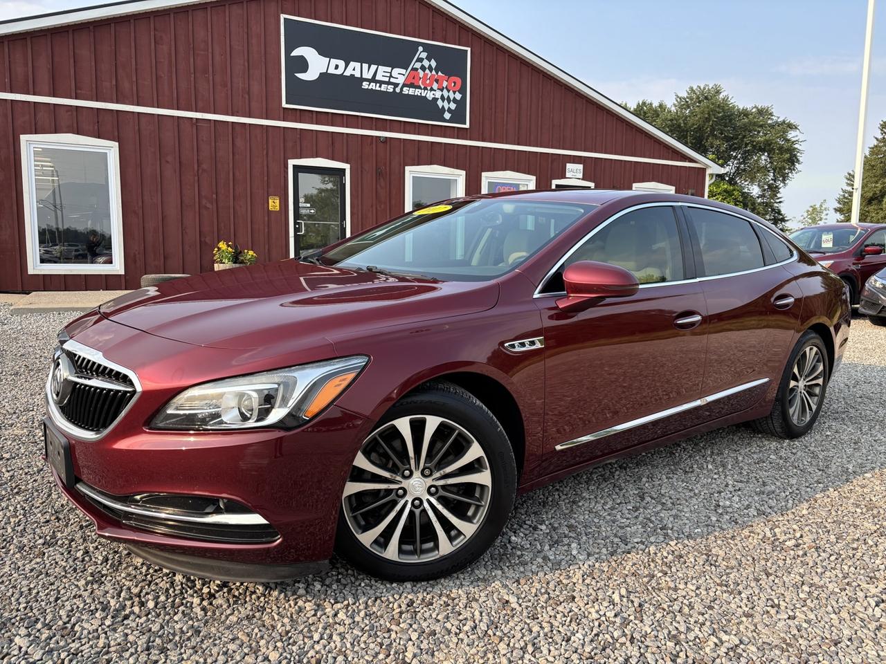 <p dir=ltr><span> 30 year family business with a 4.6 Google rating! *LEATHER*2 KEYS*BACKUP CAM*HEATED SEATS*PANO ROOF* This 2017 Buick LaCrosse will be sold with an Ontario Safety Certificate at no extra charge through our multi-point inspection process to provide you with the best quality pre-owned experience. Complete Carfax reports come with every vehicle sale and are readily available. Financing available as well at Daves Auto through TD Auto finance for all models 2016 and newer! </span><span> 2020-2026 models range from as low as 6.99%-9.49% and 2016-2019 models range from 8.49%-9.49%.</span><span> All vehicles with XM Capability come with 3 free months of Sirius XM. Daves Auto continues to serve its customers with quality, unbranded pre-owned vehicles, certifying every vehicle inside the list price disclosed. Tinting available for $99/window.</span></p><p><span id=docs-internal-guid-ae0a0983-7fff-1ee5-ffc2-900e9bdccb20></span></p><p dir=ltr><span>Established in 1996, Daves Auto has been serving the Haldimand, West Lincoln and Ontario area with the same quality for 30 years! With growth, Daves Auto now has a lot with approximately 70 vehicles and a service building on-site to safety all vehicles in-house. If you are looking at this vehicle and need any additional information, please feel free to call us or come visit us at 7109 Canborough Rd. Dunnville, Ontario. Find us on Instagram @ daves_auto_2020 and become more familiar with our family business! Please call in advance to ensure availability.</span></p>