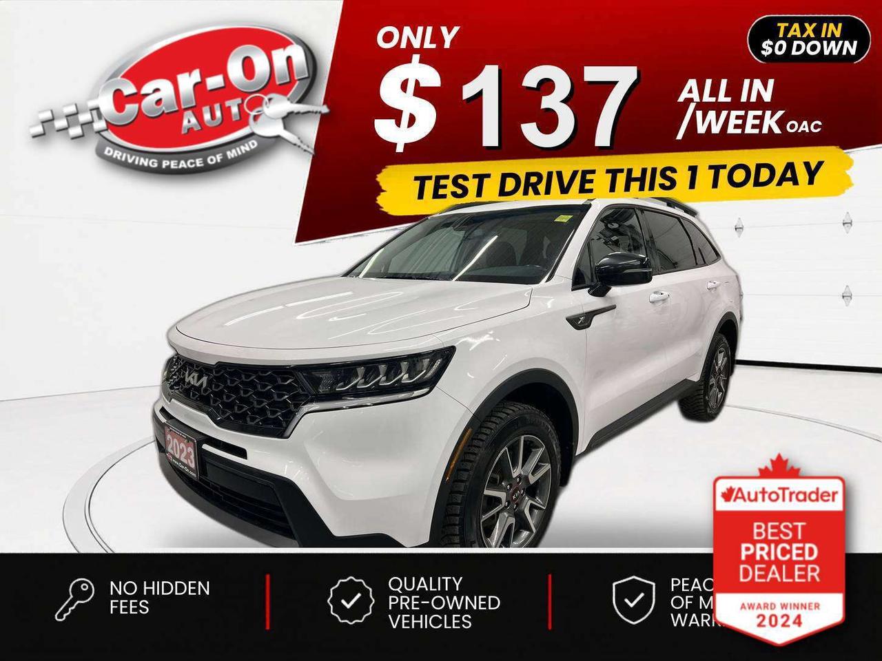 $0 DOWN $137/WEEK ALL IN INCLUDING ONTARIO TAXES O.A.C* X-LINE 6-PASSENGER ALL-WHEEL DRIVE W/ 281HP TURBO ENGINE!! Heated seats & steering, Android Auto/ Apple CarPlay, remote start, blind spot monitor, rear cross-traffic alert, pre-collision system, lane departure warning, backup camera, wireless charger, dual-zone climate control, paddle shifters, keyless entry w/ push start, full power group, automatic headlights, cruise control, Bluetooth and drive mode selector!!!*This car was used as a previous daily rental*