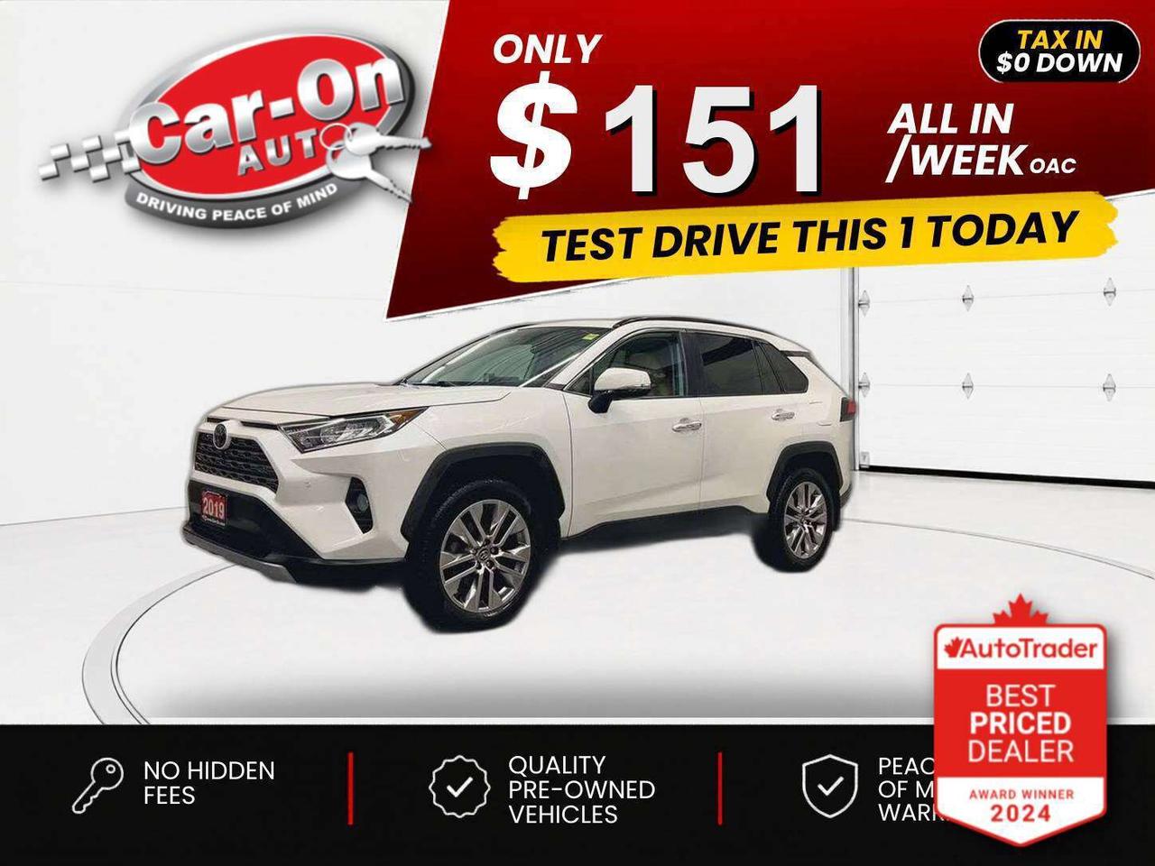 $0 DOWN $151/WEEK ALL IN INCLUDING ONTARIO TAXES O.A.C* LOW KMS!! LOADED LIMITED ALL-WHEEL DRIVE!! Leather, sunroof, heated/cooled front & heated rear seats, heated steering, Apple CarPlay, 360 camera w/ front & rear park sensors, navigation, 19-inch alloys, adaptive cruise control, blind spot monitor, rear cross-traffic alert, pre-collision system, lane departure warning, digital display rearview mirror, premium JBL audio system, wireless charger, dual-zone climate control, keyless entry w/ push start, power liftgate, full power group incl. power seat w/ driver memory, automatic headlights w/ auto highbeams, garage door opener, Bluetooth and Sirius XM!!