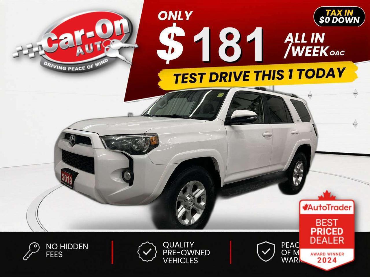 $0 DOWN $181/WEEK ALL IN INCLUDING ONTARIO TAXES O.A.C* 7-Passenger 4X4 w/ Leather, sunroof, heated seats, navigation, backup camera, 17-inch alloys, tow package, running boards, air conditioning, keyless entry, full power group incl. power driver & passenger seats, auto-dimming rearview mirror, garage door opener, cruise control, Bluetooth and Sirius XM!!