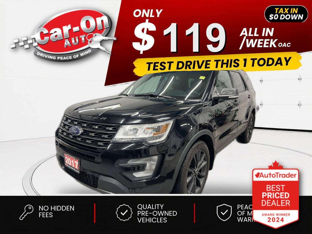 $0 DOWN $119/WEEK ALL IN INCLUDING ONTARIO TAXES O.A.C* XLT 7-PASSENGER  ALL-WHEEL DRIVE W/ SPORT APPEARANCE PACKAGE!! Leather-trimmed seats, dual-pane sunroof, heated seats, Android Auto/ Apple CarPlay, remote start, navigation, 20-inch black alloys, backup camera w/ front & rear park sensors, tow package, dual-zone climate control, keyless entry w/ push start, full power group incl. power driver & passenger seats, automatic headlights, cruise control, Bluetooth and Sirius XM!!*This car was used as a previous daily rental*