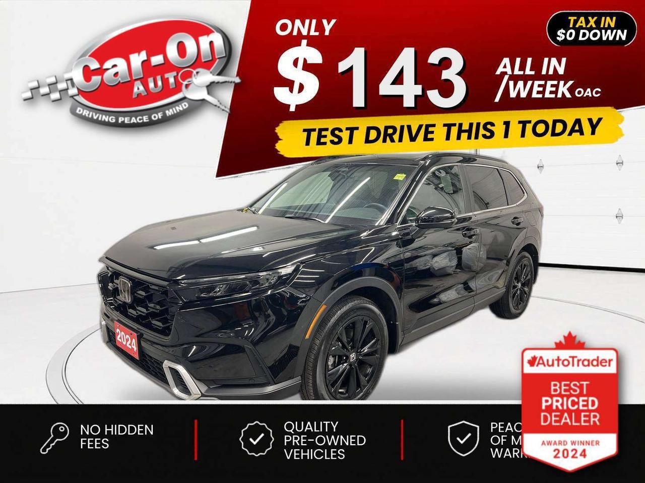 $0 DOWN $143/WEEK ALL IN INCLUDING ONTARIO TAXES O.A.C* TOP OF THE LINE TOURING HYBRID ALL-WHEEL DRIVE!! Leather, sunroof, heated front & rear seats, navigation, remote start, 19-inch black alloys, Android Auto/ Apple CarPlay, adaptive cruise control, blind spot monitor, rear cross-traffic alert, traffic sign recognition, pre-collision system, lane departure warning, backup camera w/ front & rear park sensors, premium Bose audio system, wireless charger, paddle shifters, rain-sensing wipers, dual-zone climate control, keyless entry w/ push start, power liftgate, full power group incl. power driver & passenger seats w/ driver memory, automatic headlights w/ auto highbeams, Bluetooth and Sirius XM!!