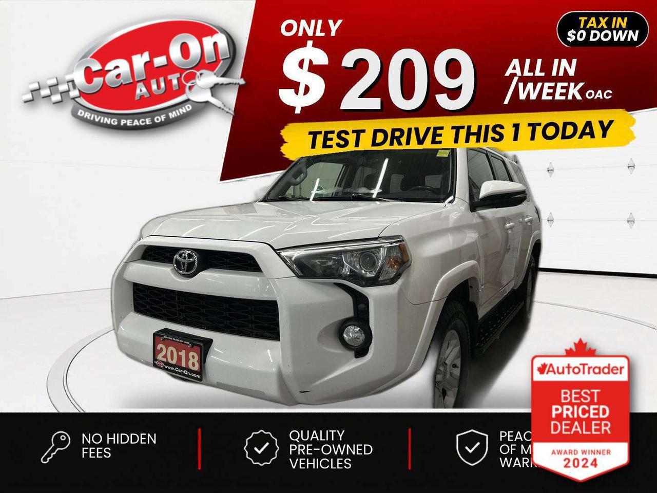 $0 DOWN $209/WEEK ALL IN INCLUDING ONTARIO TAXES O.A.C* 7-Passenger 4X4 w/ Leather, sunroof, navigation, 17-inch alloys, backup camera, tow package, air conditioning, keyless entry, full power group incl. power driver & passenger seats, automatic headlights, garage door opener, auto-dimming rearview mirror, cruise control, Bluetooth and more!!*This car was used as a previous daily rental*This vehicle just landed and is awaiting a full detail and photo shoot. Contact us and book your viewing today!