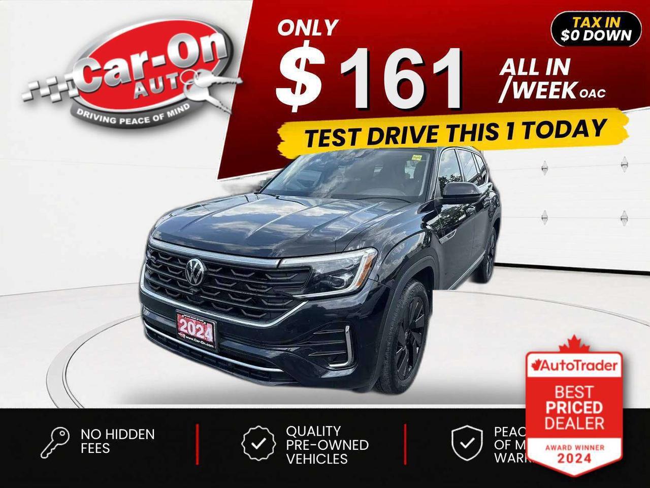 $0 DOWN $161/WEEK ALL IN INCLUDING ONTARIO TAXES O.A.C* TOP OF THE LINE EXECLINE R-LINE 6-PASSENGER ALL-WHEEL DRIVE!! Leather, panoramic sunroof, heated/cooled front & premium heated 2nd row captains chairs, heated steering, heads-up display, active park assist, 360 camera w/ front & rear park sensors, premium 20-inch black alloys, remote start, navigation, tow package, premium Harman/ Kardon audio system, wireless charger, Android Auto/ Apple CarPlay, adaptive cruise control, blind spot monitor, rear cross-traffic alert, pre-collision system, lane departure warning, rear sunshades, three-zone climate control, keyless entry w/ push start, power liftgate, full power group incl. power driver & passenger seats w/ driver memory, automatic headlights w/ auto highbeams, Bluetooth and more!!This vehicle just landed and is awaiting a full detail and photo shoot. Contact us and book your viewing today!