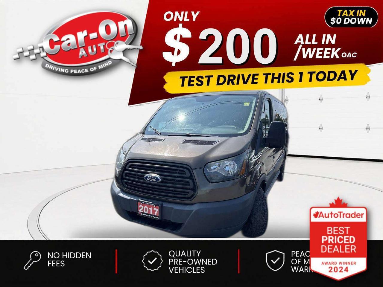 $0 DOWN $200/WEEK ALL IN INCLUDING ONTARIO TAXES O.A.C* SUPER LOW KMS!! Transit 8-Passenger w/ Backup camera w/ rear park sensors, tow package, front & rear air conditioning, keyless entry, power locks, power mirrors, power windows, AM/FM/CD player, cruise control and more!!*This car was used as a previous daily rental*This vehicle just landed and is awaiting a full detail and photo shoot. Contact us and book your viewing today!