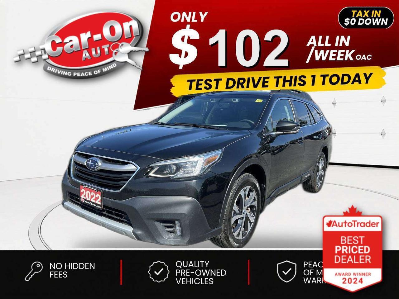 $0 DOWN $102/WEEK ALL IN INCLUDING ONTARIO TAXES O.A.C* LIMITED XT ALL-WHEEL DRIVE W/ 260HP 2.4L TURBO ENGINE!! Leather, sunroof, heated front & rear seats, 11.6-inch touchscreen w/ Android Auto/ Apple CarPlay, heated steering, navigation, 18-inch alloys, wireless charger, premium Harman/Kardon audio, blind spot monitor, rear cross-traffic alert, lane departure warning, adaptive cruise control, pre collision system, backup camera w/ rear park sensors, dual-zone climate control, paddle shifters, keyless entry w/ push start, power liftgate, full power group incl. power driver & passenger seats w/ driver memory, automatic headlights, garage door opener, auto-dimming rearview mirror, Bluetooth and more!!This vehicle just landed and is awaiting a full detail and photo shoot. Contact us and book your viewing today!