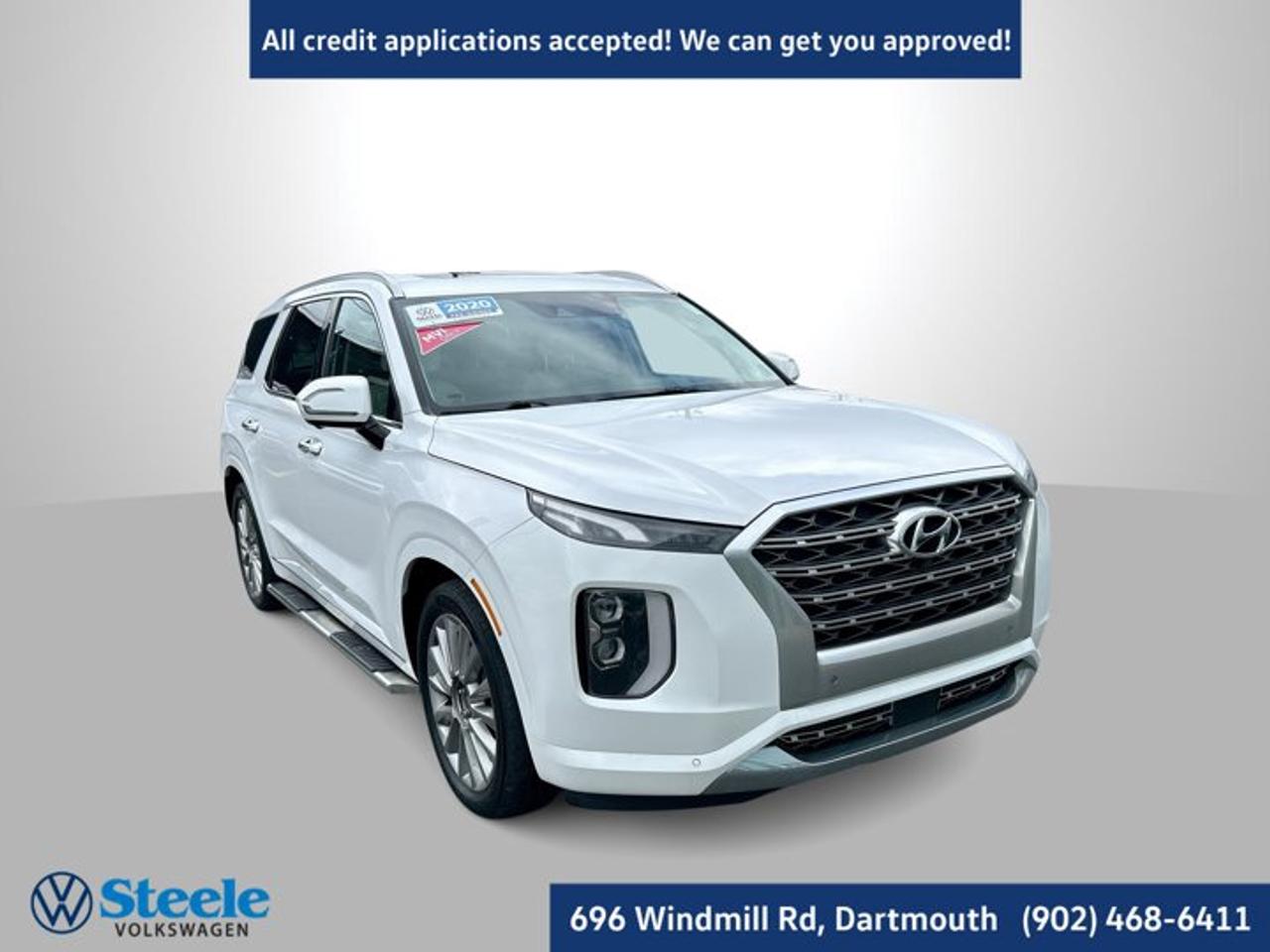 2020 Hyundai Palisade UltimateLuxury, space, technology, and capability come together in this impressive 2020 Hyundai Palisade Ultimate. If youre looking for a premium three-row SUV with room for the whole family, this Palisade is ready to impress.The Ultimate trim is loaded with desirable features including leather seating, heated and ventilated front seats, heated rear seats, panoramic sunroof, power liftgate, premium audio, navigation, and advanced safety technology. With seating for up to seven, generous cargo space, and a smooth, comfortable ride, its equally at home on the daily commute or a family road trip.The Palisade delivers premium SUV comfort without the premium price tag. Come see why this 2020 Palisade Ultimate deserves a spot on your shortlist.Visit Steele Volkswagen in Dartmouth or call 902-468-6411 to learn more and schedule your test drive.