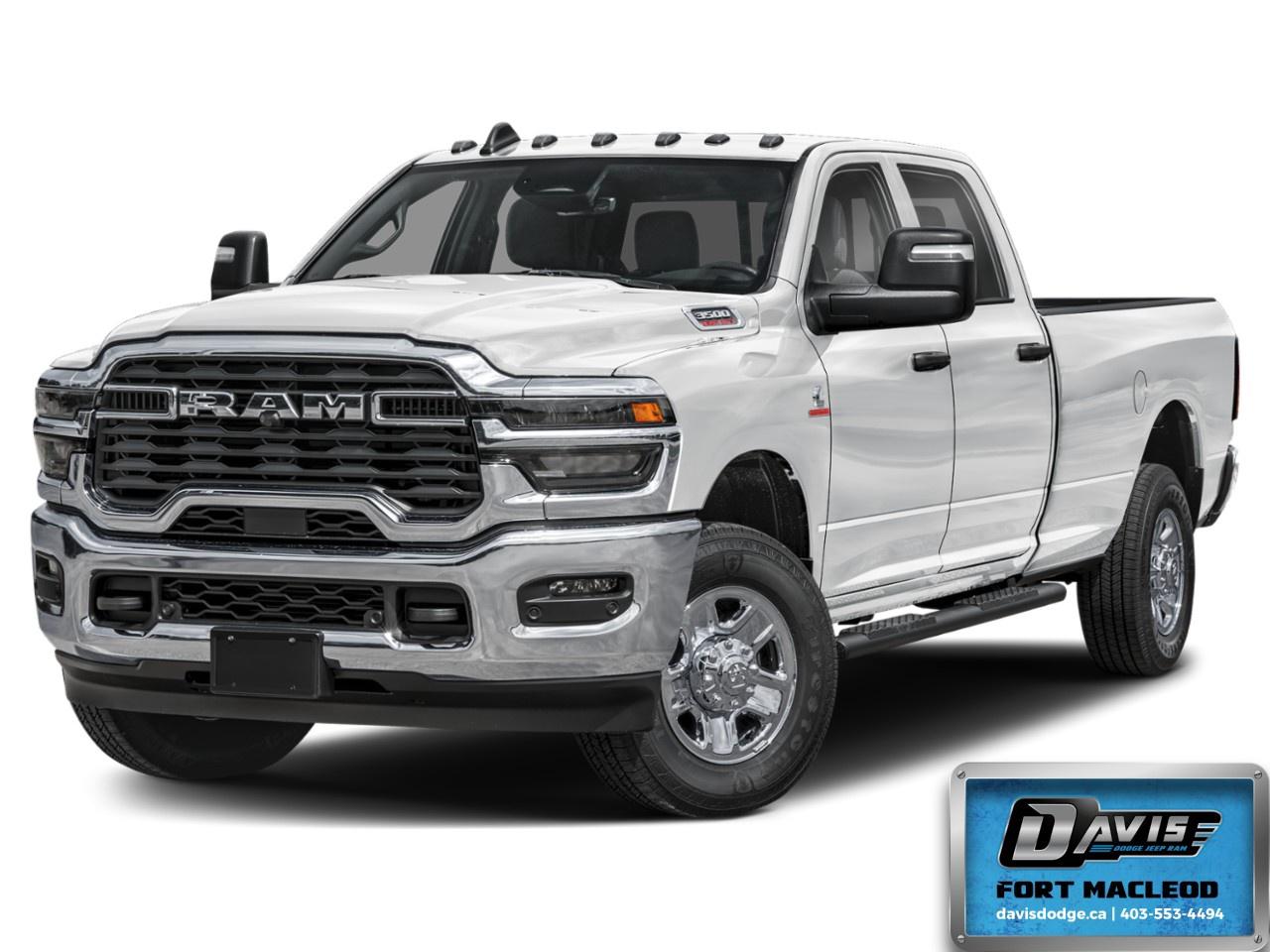 <p>Introducing the powerful <strong>2027 Ram 3500 Tradesman 4x4 Crew Cab with a 6'4" Box</strong>. This robust new truck comes in a pristine white color, featuring an impressive 4×4 drivetrain equipped for all terrains.</p><p><strong>Interior Features:</strong></p><ul><li>Comfortable gray interior with flexible seating</li><li>Air conditioning for utmost comfort</li><li>Bluetooth connection for convenient hands-free communication</li><li>SiriusXM satellite radio to enjoy endless entertainment options</li><li>Smart device integration for seamless connectivity</li><li>Power windows for ease of use</li><li>Keyless entry enhancing accessibility</li></ul><p><strong>Exterior Features:</strong></p><ul><li>Heavy-duty body type crafted to withstand tough jobs</li><li>Front Bumper Sight Shields for added protection</li><li>MOPAR Winter Front Grille Cover</li></ul><p><strong>Technology & Safety Features:</strong></p><ul><li>Backup camera to assist in safe and efficient parking</li><li>Brake assist for enhanced stopping power</li><li>Adaptive Cruise Control for added driving comfort</li><li>Diesel Exhaust Brake</li><li>Wi-Fi hotspot available to keep you connected anywhere</li></ul><p>This truck is ideal for those who demand power and reliability, whether you're tackling work projects or exploring the great outdoors. Contact <strong>Davis Dodge Fort Macleod</strong> today to learn more about this exceptional 2027 Ram 3500 Tradesman and drive away with confidence.</p>