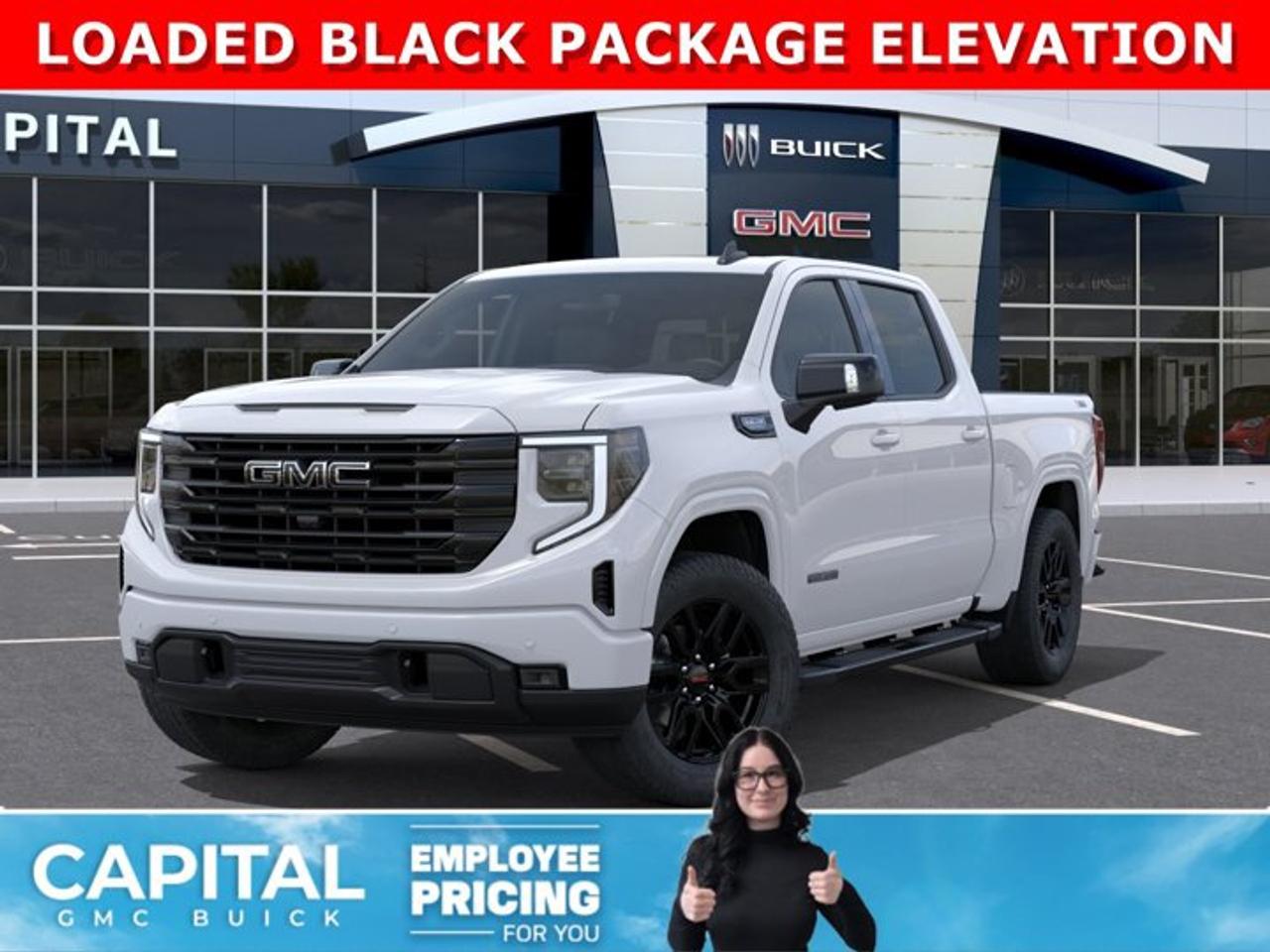 Take a look at this 2026 GMC SIERRA 1500 Elevation Premium Package... Fully equipped with Power Sunroof, BLACK PACKAGE, Heated Leather BUCKET Seats, X31 OFF-ROAD Package, body-color wheel arch moldings, ALL-WEATHER FLOOR MATS, Heated Steering, Adaptive Cruise Control, Dual Exhaust, 360 CAM, 6 Assist Steps, Black Emblems, MultiPro Tailgate, Integrated Brake Controller, Wireless Charger, Blind Zone monitoring, and so much more!Ask for the Internet Department for more information or book your test drive today!AMVIC Licensed Dealer - Licence Number B1044900