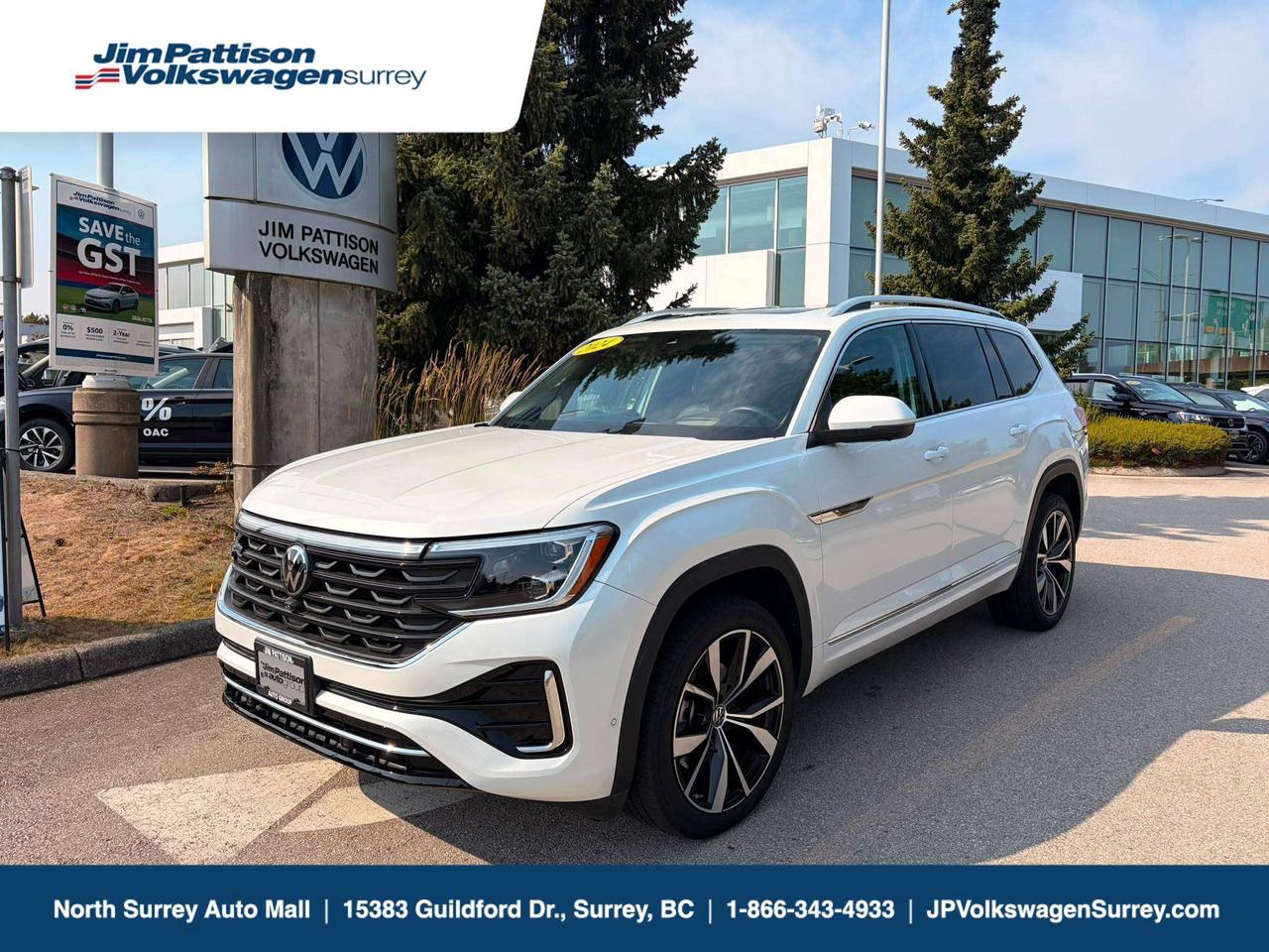 The 2024 Atlas Execline is the kind of SUV that instantly makes life feel more elevated. Its bold, confident, and beautifully refined  the type of vehicle that makes you feel proud every time you step inside. With its commanding presence, premium finishes, and unmistakable Volkswagen craftsmanship, the Atlas Execline doesnt just take you places it transforms every moment on the road. The exterior stands tall with sharp lines, LED lighting, and a stance that feels powerful without being loud. Inside, youre welcomed into a cabin that feels more like a modern lounge than an SUV  soft-touch materials, elegant stitching, and a layout designed around comfort and clarity. Every detail feels intentional. And then theres the drive. Smooth, confident power. Quiet cabin. Solid handling. The Atlas Execline gives you that unmistakable feeling of security and control, whether youre navigating Surreys busy streets or heading out on a long highway trip. Its the SUV built for families, adventurers, and anyone who wants more out of their daily drive. This Atlas has been cared for and kept in beautiful condition  the kind of SUV you can trust from the moment you see it. Its stylish, spacious, and genuinely satisfying to own. If youve been waiting for a vehicle that feels like a true upgrade in your life, this is the one that makes you say yes the moment you sit behind the wheel. Dont let this Execline slip away. Send a message now to book your test drive and feel the 2024 Atlas difference before someone else takes it home.Price includes dealer administration fee ($695) and VSA transaction levy ($10). Finance placement fee ($495) if applicable, GST and PST are additional. D#31297 Contact us today. TEXT our sales team directly at (604) 265-9157