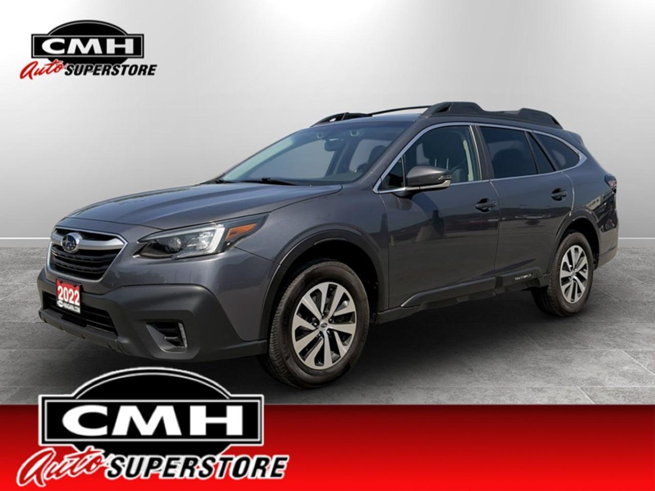 <b>Sunroof, Power Liftgate, Heated Seats, Android Auto, Lane Keep Assist, Apple CarPlay, Heated Steering Wheel, Distance Pacing Cruise</b><br> <br> <br>CMH certifies that all vehicles meet DOUBLE the Ministry standards for Brakes and Tires. The advertised price is the promotional financing price. For all other methods of payment, the selling price is $500 higher.<br><br> <br>This 2022 Subaru Outback is for sale today.<br> <br>The 2022 Subaru Outback was made for the adventurer in all of us. Whether you want a better daily drive, or just the perfect backcountry camping spot, this SUV alternative is fit for the road. With impressive infotainment systems, rugged and sophisticated capability, and aggressive styling, the 2022 Subaru Outback is the perfect all-around ride for those that want a little more out of there weekend.<br> <br>This SUV has 109,565 km. Its Magnetite Gray Metallic in colour. It has an Automatic transmission and is powered by a 182HP 2.5L 4 Cylinder Engine. <br> <br> Our Outbacks trim level is Touring. This tech-filled Outback is ready to keep you comfy and safe with Apple CarPlay, Android Auto, Bluetooth streaming and phone assistant, heated seats and steering wheel, distance pacing cruise with stop and go, automatic emergency braking, lane keep assist, and directionally adaptive automatic LED lighting. This Touring adds a sunroof, power liftgate, proximity keys, blind spot detection, and alloy wheels.<br> <br>To apply right now for financing use this link: <a href=https://www.cmhniagara.com/financing/ target=_blank>https://www.cmhniagara.com/financing/</a><br> <br/><br>**PLEASE NOTE:** The functionality and condition of any accessories and aftermarket parts are not guaranteed by CMH Auto Superstore. Examples of such items include, but are not limited to: tonneau covers, radios, cameras, remote starts, vent visors, roof racks, winches, light bars, headlights/tail lights, center caps, running boards, etc. If an aftermarket part is safety-related and found to be defective, it will be replaced by a factory option.<br><b>**CMH Auto Superstore reserves the right to choose to repair, modify, or replace all aftermarket parts (example  headlights) or accessories at its sole discretion.**</b><br><br>Trade-ins are welcome! Financing available OAC ! Price INCLUDES a valid safety certificate! Price INCLUDES a 60-day limited warranty on all vehicles except classic or vintage cars. CMH is a Full Disclosure dealer with no hidden fees. We are a family-owned and operated business for over 30 years! o~o