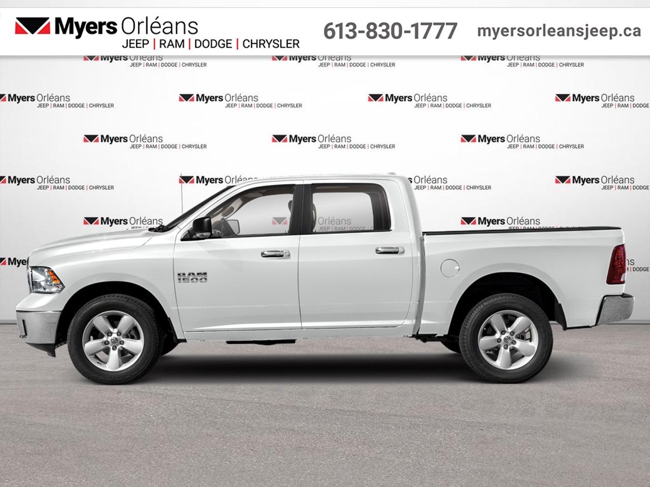 <b>Low Mileage, Aluminum Wheels,  Proximity Key,  Heavy Duty Suspension,  Power Mirrors,  Rear Camera!</b><br> <br> Get the job done right with this rugged Ram 1500 Classic pickup. This 2023 Ram 1500 Classic is fresh on our lot in Orleans.<br> <br>The reasons why this Ram 1500 Classic stands above its well-respected competition are evident: uncompromising capability, proven commitment to safety and security, and state-of-the-art technology. From its muscular exterior to the well-trimmed interior, this 2023 Ram 1500 Classic is more than just a workhorse. Get the job done in comfort and style while getting a great value with this amazing full-size truck.<br> <br>This low mileage Crew Cab 4X4 pickup has just 32,392 km. Its Bright White in colour and is completely accident free based on the <a href=https://vhr.carfax.ca/?id=NBTweQPr7nXCtV9jckRn8syvlm4Opn3R target=_blank>CARFAX Report</a>. It has an Automatic transmission and is powered by a 305HP 3.6L V6 Cylinder Engine. <br> <br> Our 1500 Classics trim level is Warlock. This Ram 1500 Warlock comes with high gloss black aluminum wheels, active aero shutters, sound insulation, proximity keyless entry and USB connectivity, along with a great selection of standard features such as a wiring harness, heavy-duty suspension, cargo box lighting, and a locking tailgate. Additional features include heated and power adjustable side mirrors, UCconnect 3, cruise control, air conditioning, vinyl floor lining, and a rearview camera. This vehicle has been upgraded with the following features: Aluminum Wheels, Proximity Key, Heavy Duty Suspension, Power Mirrors, Rear Camera.<br> To view the original window sticker for this vehicle view this <a href=http://www.chrysler.com/hostd/windowsticker/getWindowStickerPdf.do?vin=1C6RR7LG2PS576483 target=_blank>http://www.chrysler.com/hostd/windowsticker/getWindowStickerPdf.do?vin=1C6RR7LG2PS576483</a>. <br/><br> <br>To apply right now for financing use this link: <a href=https://www.myersorleansjeep.ca/apply-for-financing/ target=_blank>https://www.myersorleansjeep.ca/apply-for-financing/</a><br> <br/><br>The road to new driving experiences begins in our inventory, where youll find an incredible array of brand-new cars, trucks, minivans, and SUVs, including two of our bestselling models, the Dodge Ram 1500 and the Dodge Grand Caravan. If you want to know what the cutting edge of automotive technology looks like, all you have to do is visit Myers Orleans Jeep! Each model comes loaded with the convenient features and cool technology that help make every trip memorable. Looking for additional everyday luxury at a price thats incredibly wallet-friendly? Choose from our selection of quality pre-owned models! If you can think of a road, our friendly and knowledgeable sales team will help you find the perfect vehicle to drive it.<br><br>We may be a well-established dealership thats been part of the community for many years, but that doesnt mean were stuck in the past! At Myers Orleans Jeep, were proud to provide a fresh, modern approach to car buying. Using our array of online tools, you can browse our extensive inventory, schedule a service appointment, order parts, and even apply for credit from wherever youve got a connection. Our goal is to create relationships that will last, and we know that the best way to do this is by providing a dealership experience thats based on honesty, transparency, trust, and a commitment to customers. Stop by today and discover all the ways we go above and beyond for you.<br><br> Come by and check out our fleet of 40+ used cars and trucks and 70+ new cars and trucks for sale in Orleans.  o~o