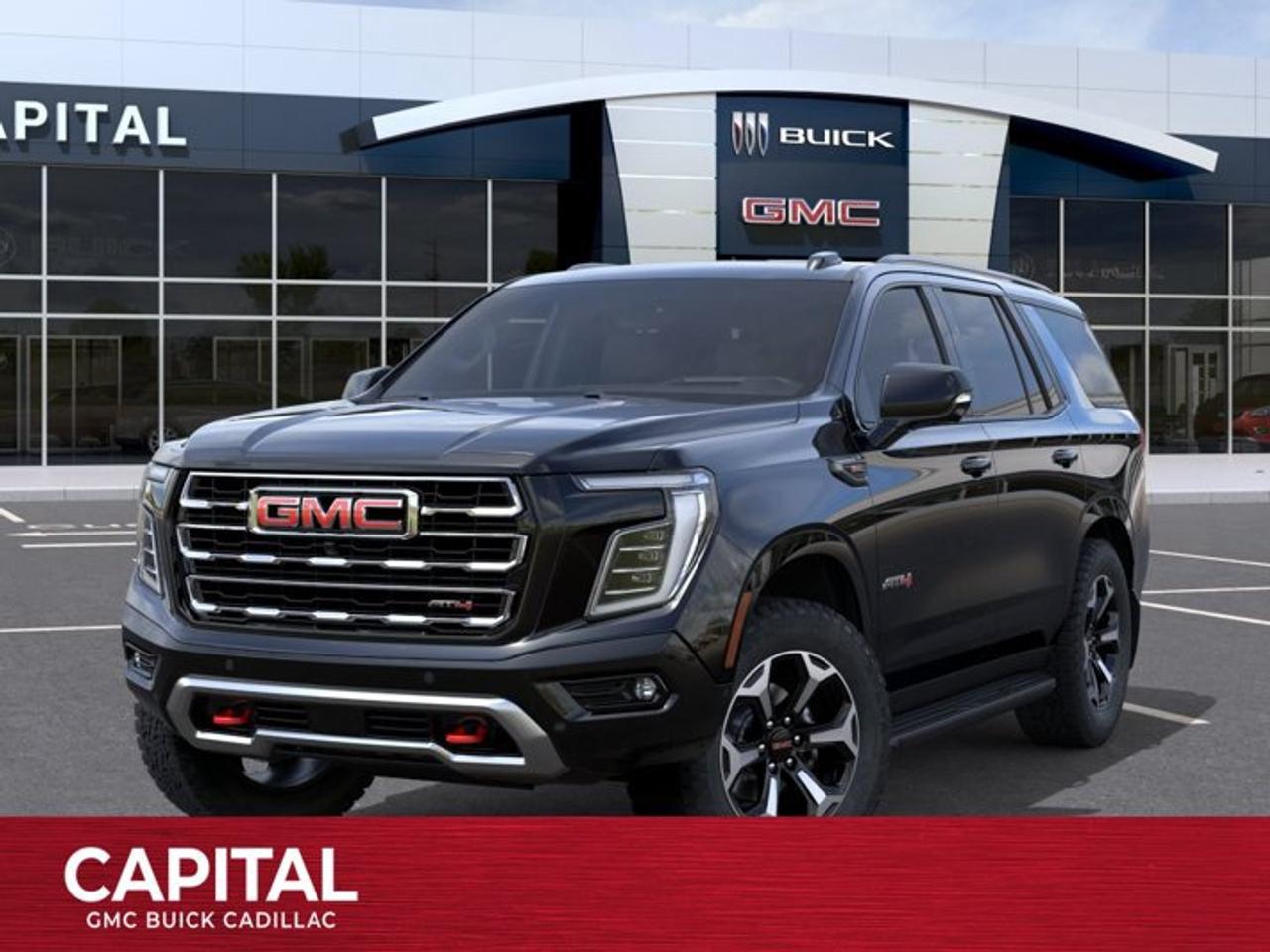 This 2026 GMC Yukon in Onyx Black is equipped with 4WD and Gas V8 5.3L/ engine.The GMC Yukon is designed with power and purpose. Bold exterior styling cues and refined details give it an unmistakable presence on the road. From its three-dimensional grille, advanced lighting and stylish wheels to its active grille shutters, rainsense front wipers and hidden rear wiper, youll find innovative features both inside and out. With seating for up to nine, premium materials and inspiring capability, this SUV offers a perfect blend of craftsmanship, comfort and functionality. The interior features optional heated and ventilated seats, heated steering wheel, a quiet cabin, keyless open and start and climate controls. Not to mention the innovative seating and storage, from third-row power fold flat seats and second-row power-release fold and tumble seats to a large center console, articulating screen with hidden storage and 1113 L /39.3 cu. ft. (XL model; Yukon 433 L /15.3 cu. ft.) of cargo space behind the third row. The Yukon comes with 5.3L V-8 EcoTec3 Engine, can tow up to 3856 KG (8500 LB.) And to deliver a refined, solid and smooth drive, youll find hydraulic mounts, improved handling and automatic locking rear differential. Technology and infotainment innovations let you stay conveniently connected and in control, with features like multiple USB ports and an 8-inch infotainment system with available navigation. Not to mention a customizable driver information center, rear vision camera, rear seat reminder and access to the myGMC app. This SUV is equipped with an array of available advanced safety features to help prepare you for the unexpected, including available forward collision alert, low speed forward automatic braking, front and rear park assist, and much more.Check out this vehicles pictures, features, options and specs, and let us know if you have any questions. Helping find the perfect vehicle FOR YOU is our only priority.P.S...Sometimes texting is easier. Text (or call) 306-801-9090 for fast answers at your fingertips!Dealer License #914248Disclaimer: All prices are plus taxes & fees. See dealer for Details. Dealer Permit # 914248 See dealer for Details.