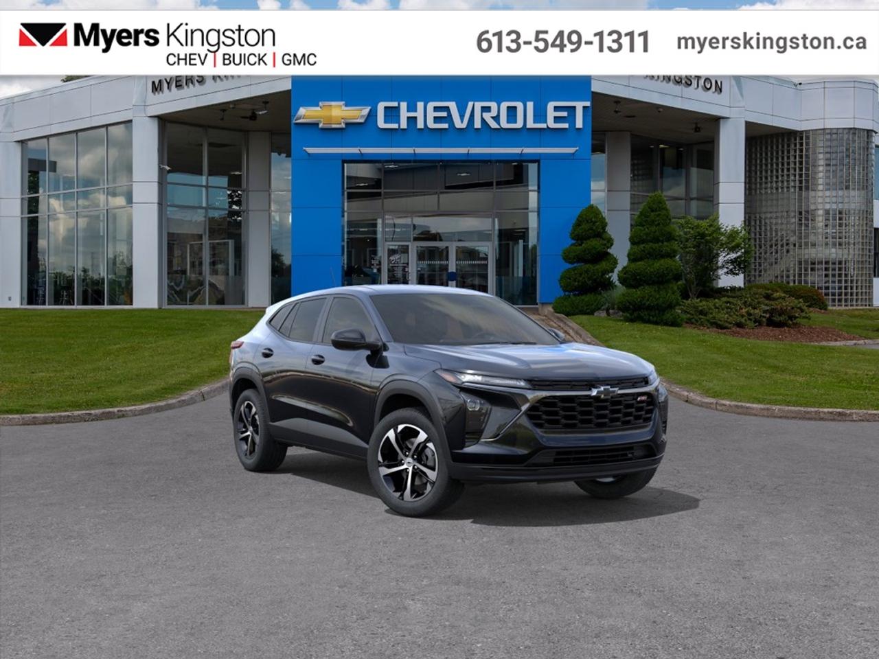 <b>Heated Seats,  Remote Start,  Heated Steering Wheel,  Apple CarPlay,  Android Auto!</b><br> <br> Inside its thoughtfully designed cabin youll find intuitive tech, premium materials and comfortable seating for five.<br> <br>The 2026 Chevrolet Trax combines a sleek exterior, refined interior and intuitive features into a compact SUV that fits both your lifestyle and your budget. Its smart connectivity and flexible cabin layout make it easy for passengers, cargo and daily commutes to stay equally comfortable and efficient. With Chevrolets strong support network and thoughtful design, the Trax stands out as a dependable, versatile choice in its segment.<br> <br>This Mosaic Black Metallic SUV has an Automatic transmission and is powered by a 137HP 1.2L 3 Cylinder Engine. <br> <br> Our Traxs trim level is 1RS. This Trax 1RS steps it up with the LS Convenience Package, that includes a heated steering wheel, heated side mirrors and remote engine start, along with great standard features such as heated front seats, cruise control, 60/40 split-folding rear seats, air conditioning, and an 8-inch infotainment screen with wireless Apple CarPlay and Android Auto, wi-fi hotspot capability, active noise cancellation, and SiriusXM streaming radio. Safety features also include front pedestrian braking, forward collision alert, lane keeping assist with lane departure warning, IntelliBeam, and a rearview camera. This vehicle has been upgraded with the following features: Heated Seats, Remote Start, Heated Steering Wheel, Apple CarPlay, Android Auto, Lane Keep Assist, Front Pedestrian Braking.<br><br> <br>To apply right now for financing use this link: <a href=https://www.taylorautomall.com/finance/apply-for-financing/ target=_blank>https://www.taylorautomall.com/finance/apply-for-financing/</a><br> <br/>4.99% financing for 84 months. Incentives expire 2026-08-31. See dealer for details. <br><br>HST, licensing, and Federal luxury tax (if applicable) are extra. <br><br> Come by and check out our fleet of 60+ used cars and trucks and 180+ new cars and trucks for sale in Kingston.  o~o