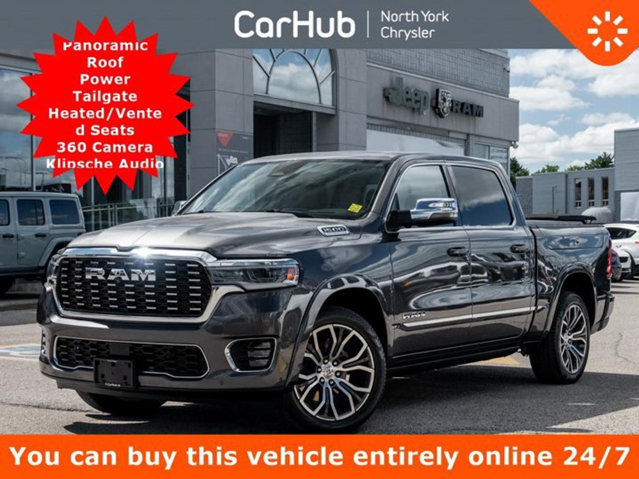 <p>2026 RAM 1500 TUNGSTEN CREW CAB 4X4</p><p>Granite Crystal Metallic / Black | High-Output Hurricane | Trailer Tow Group | $2,190 in Factory Options</p><p>Introducing this flagship 2026 Ram 1500 Tungsten, finished in Granite Crystal Metallic with a Black premium leather interior.</p><p>Powered by the High-Output 3.0L Hurricane twin-turbo inline-six producing 540 horsepower and 521 lb-ft of torque, paired with an 8-speed automatic transmission, this premium full-size truck delivers exceptional acceleration, effortless passing power and refined everyday performance. Four-wheel drive adds dependable traction for changing roads, weather and worksite conditions.</p><p>The Tungsten represents the pinnacle of Ram 1500 luxury, combining substantial capability with premium materials and a quiet, sophisticated Crew Cab. This example adds $2,190 in factory options and carries a $114,055 total MSRP.</p><p>Factory Upgrades & Added Value:</p><p>Trailer Tow Group --- $1,495 in Added Value<br />Adds Trailer Light Check, Trailer Reverse Steering Control, trailer tire-pressure monitoring and an integrated trailer brake controller. Together, these systems make connecting, monitoring and manoeuvring a compatible trailer more convenient and confidence-inspiring.</p><p>Granite Crystal Metallic --- $695 in Added Value<br />Gives the Tungsten a sophisticated metallic finish that emphasizes its upscale design while remaining timeless, versatile and easy to pair with the trucks premium exterior detailing.</p><p>Customer Preferred Package 22V<br />Brings together the Tungstens flagship specification and premium appointments, creating a luxury-focused ownership experience that goes far beyond the expectations of a traditional pickup.</p><p>Additional Equipment & Customer Value:</p><p>High-Output Hurricane Performance<br />With 540 horsepower and 521 lb-ft of torque, the twin-turbocharged inline-six delivers immediate response and commanding power across a broad rev range. It combines serious performance with the smooth character expected from Rams top luxury trim.</p><p>8-Speed Automatic & Four-Wheel Drive<br />The automatic transmission provides smooth, well-timed shifts, while four-wheel drive adds valuable control when travelling through snow, rain, loose surfaces or demanding jobsite conditions.</p><p>Trailer Technology<br />Trailer Reverse Steering Control assists with directional input while backing a trailer, Trailer Light Check simplifies pre-trip inspections, and trailer tire-pressure monitoring helps the driver keep track of compatible trailer tires from the cab.</p><p>Premium Leather Cabin<br />Premium leather bucket seats and upscale Tungsten materials create a refined environment for both driver and passengers, giving this Crew Cab the comfort and presentation of a true luxury vehicle.</p><p>Crew Cab Versatility<br />Generous passenger space makes the Tungsten suitable for business travel, family use and long-distance touring, while its pickup bed preserves the everyday utility expected from a Ram 1500.</p><p>Safety & Driver Confidence<br />Advanced Brake Assist, Electronic Roll Mitigation, Electronic Stability Control, Traction Control, Hill Start Assist and a comprehensive airbag system provide valuable support during everyday driving.</p><p>Premium Capability<br />The integrated trailer brake controller, four-wheel anti-lock disc brakes and electronic chassis systems help provide controlled, predictable performance whether the truck is travelling unloaded or supporting demanding recreational use.</p><p>FLAGSHIP RAM LUXURY WITH 540 HORSEPOWER</p><p>The 2026 Ram 1500 Tungsten Crew Cab 4x4 represents the most luxurious expression of the Ram 1500, combining premium craftsmanship, advanced trailering technology and extraordinary High-Output Hurricane performance.</p><p>With its 540-horsepower engine, Trailer Tow Group, premium leather cabin and Granite Crystal Metallic finish, this Tungsten offers an exceptional blend of luxury, technology and full-size truck capability.</p><p>Drive Happy with CarHub</p><p>*** All-inclusive, upfront prices --- no haggling, negotiations, pressure, or games. ***</p><p>*** Purchase or lease a vehicle and receive a $1,000 CarHub Rewards Card for service. ***</p><p>*** All available manufacturer rebates have been applied and included in our sale price. ***</p><p>*** Purchase this vehicle fully online on CarHub websites. ***</p><p>Transparency Statement</p><p>USED VEHICLES: Online prices and payments are for finance purchases --- please note there is an $850 safety certification fee. If not Certified, then as per OMVIC Regulations the vehicle is deemed to be not drivable and Not Certified. Cash purchases for used vehicles have a $2,350 surcharge which includes the safety certification (the finance price + $2,350).</p><p>NEW VEHICLES: New financed vehicles are subject to an $850 Processing Fee. New cars priced at over $100,000 including add-ons or accessories are subject to the additional federal luxury tax.</p><p>While every effort is taken to avoid errors, technical or human error can occur, so please confirm vehicle features, options, materials, and other specs with your CarHub representative. This can easily be done by calling us or by visiting us at the dealership.</p><p>CarHub used vehicles come standard with 1 key. If we receive more than one key from the previous owner, we include them with the vehicle. Additional keys may be purchased at the time of sale. Ask your Product Advisor for more details.</p><p>Payments are only estimates derived from a standard term/rate on approved credit. Terms, rates and payments may vary. Prices, rates and payments are subject to change without notice. Please see our website for more details.</p>