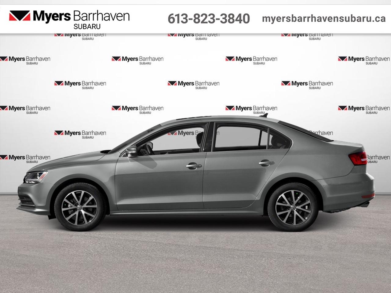 Well styled and pout together, this VW Jetta delivers excellent handling and on road behavior, while looking very classy and refined. This 2016 Volkswagen Jetta is fresh on our lot in Nepean.<br> <br>With sophisticated amenities that make every drive more comfortable, the 2016 Jetta offers the upscale details to elevate the entire experience. The 2016 Volkswagen Golf offers German-engineered performance, style, and precision in a perfectly equipped package. With a touchscreen audio system that offers wireless streaming to the steering wheel mounted cruise control and standard rear view camera, its hard to find a reason not to purchase this awesome ride!<br> <br>This sedan has 99,590 km. Its Platinum Gray M in colour and is completely accident free based on the <a href=https://vhr.carfax.ca/?id=5BT4YUSF3yL239yQpmaWf+Q/hcq13Oi7 target=_blank>CARFAX Report</a>. It has an Automatic transmission and is powered by a 170HP 1.8L 4 Cylinder Engine. It may have some remaining factory warranty, please check with dealer for details.<br> <br>To apply right now for financing use this link: <a href=https://www.myersbarrhavensubaru.ca/quick-approval/ target=_blank>https://www.myersbarrhavensubaru.ca/quick-approval/</a><br> <br/><br><br> The Myers name has been synonymous with first-rate automotive service and products for over 80 years in Ottawa; we are happy to welcome you here to <b> Myers Barrhaven Subaru </b> the unbeatable Subaru dealer in Ottawa and the National Capital Region. Serving drivers as the premier Subaru dealership near Kanata, Orléans, Gatineau, QC and Vanier region, we offer a wide range of new and used offerings from Subaru. If youre in the market for a full range of Subaru cars and Subaru SUVs for sale in Ottawa. </br><br> Come by and check out our fleet of 30+ used cars and trucks and 20+ new cars and trucks for sale in Nepean.  o~o