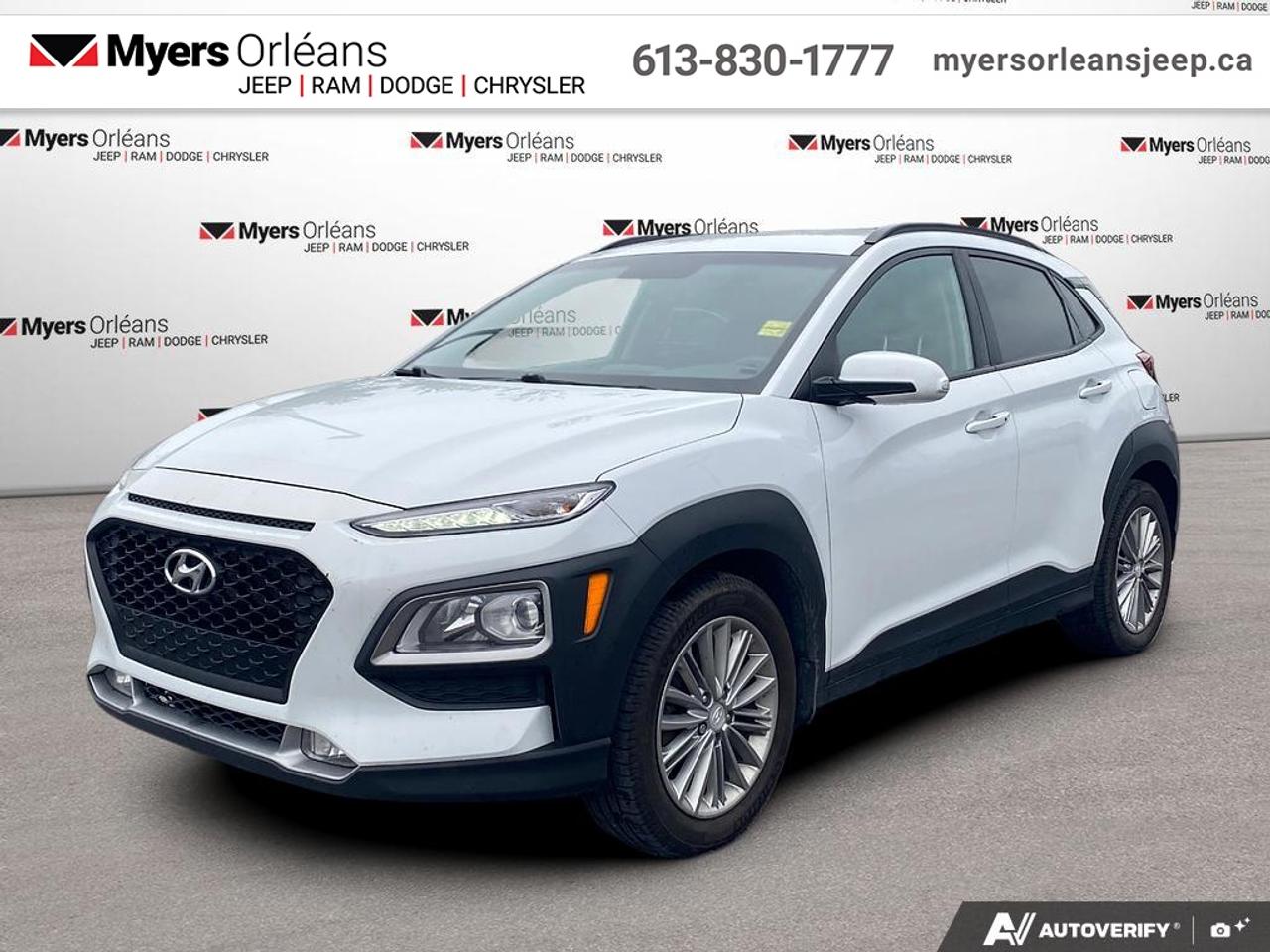 <b>Blind Spot Detection,  Heated Steering Wheel,  Heated Seats,  Aluminum Wheels,  Remote Keyless Entry!</b><br> <br>  Compare at $16318 -  is just $15998! <br> <br>A different breed of SUV designed to take on the city, introducing the 2020 Hyundai KONA! This 2020 Hyundai Kona is fresh on our lot in Orleans.<br> <br>The KONA has been designed to turn heads - and to raise pulses. The dynamic design catches your eye with unique details that highlight the strong Hyundai SUV DNA at its core, starting with our signature cascading front grille design, muscular wheel arches and advanced lighting. Bold accent body panels run along the side and rear bumper for a sporty look. Step inside and instantly experience an exceptional level of comfort thanks to its wealth of features. This Kona is more than just its trendy appearance, its a real urban warrior.<br> <br>This SUV has 134,703 km. Its Chalk White in colour. It has an Automatic transmission and is powered by a 147HP 2.0L 4 Cylinder Engine. <br> <br> Our Konas trim level is 2.0L Preferred AWD. This all wheel drive Kona Preferred adds a leather heated steering wheel, blind spot detection with rear cross traffic collision warning, larger aluminum wheels and a proximity key for easy push button starts. You will also get heated front seats, Apple CarPlay, Android Auto, a rear view camera, bluetooth streaming audio, a 60/40 split rear seat, cruise control and much more. This vehicle has been upgraded with the following features: Blind Spot Detection, Heated Steering Wheel, Heated Seats, Aluminum Wheels, Remote Keyless Entry, Apple CarPlay, Android Auto.<br> <br>To apply right now for financing use this link: <a href=https://www.myersorleansjeep.ca/apply-for-financing/ target=_blank>https://www.myersorleansjeep.ca/apply-for-financing/</a><br> <br/>Buy this vehicle now for the lowest weekly payment of <b>$59.26</b> with $0 down for 84 months @ 8.99% APR O.A.C. ( Plus applicable taxes - Plus applicable fees / Total Obligation of $21570 ). See dealer for details. <br><br>The road to new driving experiences begins in our inventory, where youll find an incredible array of brand-new cars, trucks, minivans, and SUVs, including two of our bestselling models, the Dodge Ram 1500 and the Dodge Grand Caravan. If you want to know what the cutting edge of automotive technology looks like, all you have to do is visit Myers Orleans Jeep! Each model comes loaded with the convenient features and cool technology that help make every trip memorable. Looking for additional everyday luxury at a price thats incredibly wallet-friendly? Choose from our selection of quality pre-owned models! If you can think of a road, our friendly and knowledgeable sales team will help you find the perfect vehicle to drive it.<br><br>We may be a well-established dealership thats been part of the community for many years, but that doesnt mean were stuck in the past! At Myers Orleans Jeep, were proud to provide a fresh, modern approach to car buying. Using our array of online tools, you can browse our extensive inventory, schedule a service appointment, order parts, and even apply for credit from wherever youve got a connection. Our goal is to create relationships that will last, and we know that the best way to do this is by providing a dealership experience thats based on honesty, transparency, trust, and a commitment to customers. Stop by today and discover all the ways we go above and beyond for you.<br><br> Come by and check out our fleet of 40+ used cars and trucks and 70+ new cars and trucks for sale in Orleans.  o~o