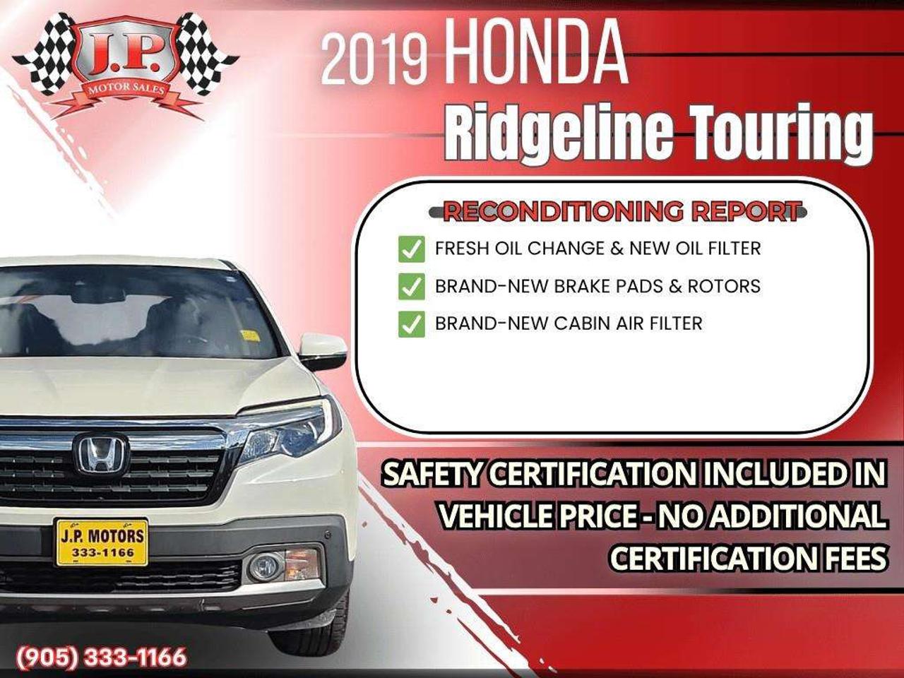 2019 Honda Ridgeline Touring Apple CarPlay & Android Auto • Power Sunroof • Heated & Cooled Seats • Remote Start System • Navigation System • Photo