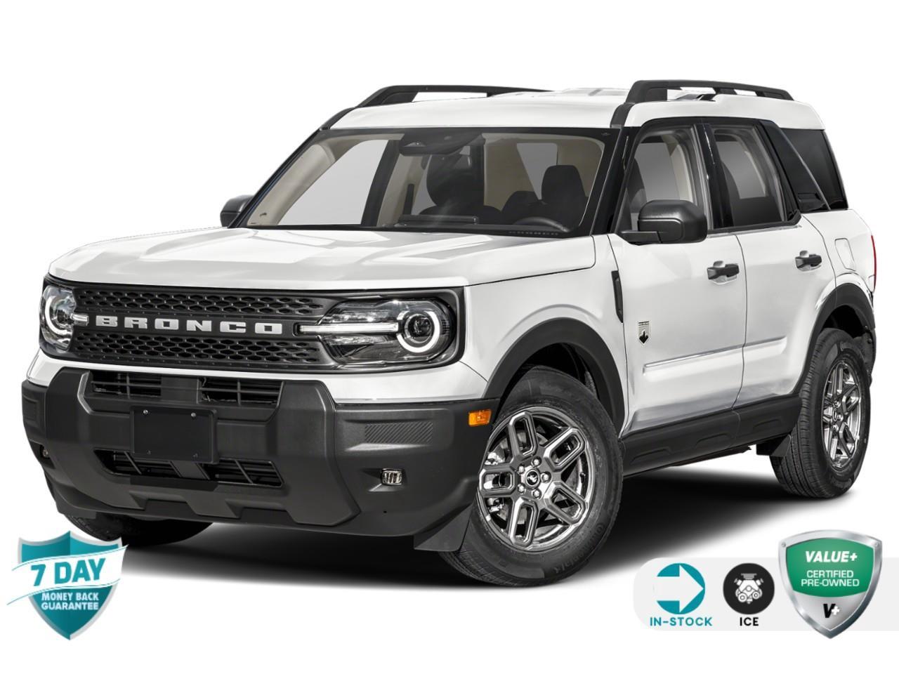 <p>Looking for a capable, trail-ready compact SUV thats built for adventure without sacrificing daily comfort? <span style=color:rgb( 31 , 31 , 31 )>This <strong>2025 Ford Bronco Sport Big Bend</strong> stands out in a crisp, high-contrast White finishgiving it that classic, clean, and rugged look.</span></p><p><strong>Why Youll Love It:</strong></p><ul><li><p><strong>True 4x4 Capability:</strong> Equipped with Ford's standard 4x4 system and versatile <strong>G.O.A.T. </strong><span style=color:rgb( 31 , 31 , 31 )><strong>Modes</strong> (Goes Over Any Type of Terrain) so you can head off-road or tackle winter weather with total confidence.</span></p><p></p></li><li><p><strong>Efficient Power:</strong> <span style=color:rgb( 31 , 31 , 31 )>Driven by an energetic 1.5L EcoBoost engine paired with a smooth 8-speed automatic transmission, striking a great balance between trail power and daily fuel economy.</span></p><p></p></li><li><p><strong>Franchise Peace of Mind:</strong> Enjoy the balance of Fords original factory comprehensive and powertrain warranty. Plus, as a franchise dealer, we offer direct access to this vehicle's full, verified factory history and repair records.</p><p></p></li><li><p><strong>Gently Driven & Eligible:</strong> Low mileage, fully inspected, and eligible for extended warranty coverage tailored to your needs.</p><p></p></li><li><p><strong>Smart Comfort & Tech:</strong> <span style=color:rgb( 31 , 31 , 31 )>Packed with everyday conveniences including standard 4-wheel independent suspension, remote keyless entry, SiriusXM, auto high-beam headlights, and an engine block heater for cold mornings.</span></p><p></p></li></ul><p>Ready to get out and explore? <strong>Reach out today to schedule your test drive and start your week off right!</strong></p> <p></p> <h4>VALUE+ CERTIFIED PRE-OWNED VEHICLE</h4> <p>36-point Provincial Safety Inspection<br /> 172-point inspection combined mechanical, aesthetic, functional inspection including a vehicle report card<br /> Warranty: 30 Days or 1500 KMS on mechanical safety-related items and extended plans are available<br /> Complimentary CARFAX Vehicle History Report<br /> 2X Provincial safety standard for tire tread depth<br /> 2X Provincial safety standard for brake pad thickness<br /> 7 Day Money Back Guarantee*<br /> Market Value Report provided<br /> Complimentary 3 months SIRIUS XM satellite radio subscription on equipped vehicles<br /> Complimentary wash and vacuum<br /> Vehicle scanned for open recall notifications from manufacturer</p> <p>SPECIAL NOTE: This vehicle is reserved for AutoIQ's retail customers only. Please, No dealer calls. Errors & omissions excepted.</p> <p>*As-traded, specialty or high-performance vehicles are excluded from the 7-Day Money Back Guarantee Program (including, but not limited to Ford Shelby, Ford mustang GT, Ford Raptor, Chevrolet Corvette, Camaro 2SS, Camaro ZL1, V-Series Cadillac, Dodge/Jeep SRT, Hyundai N Line, all electric models)</p>