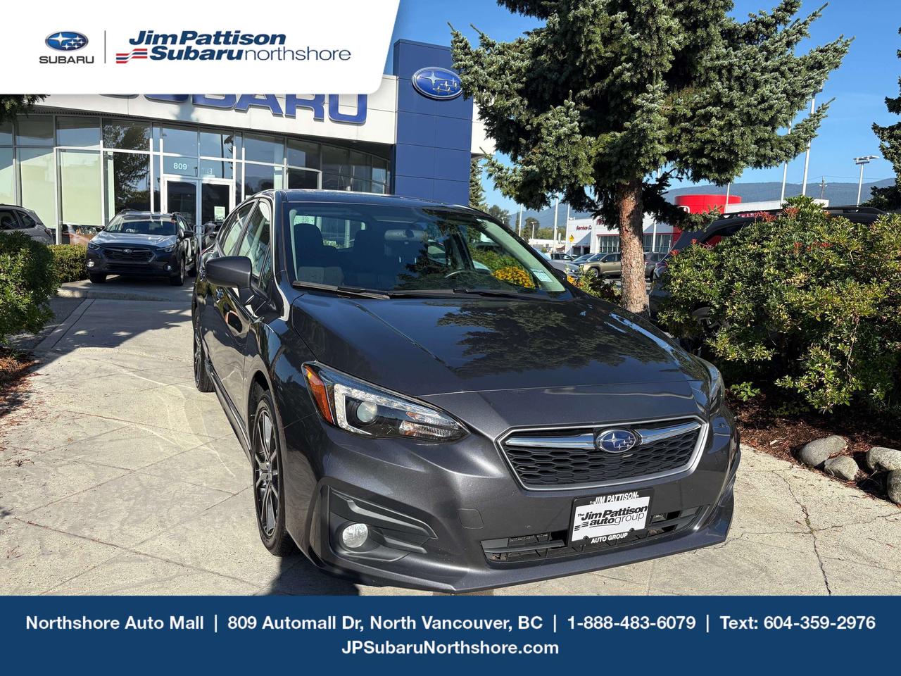 2019 Subaru Impreza Sport  Manual Transmission Get behind the wheel of this 2019 Subaru Impreza Sport and enjoy the engaging feel of a manual transmission paired with Subarus legendary Symmetrical All-Wheel Drive. This Impreza Sport delivers a great balance of sporty handling, everyday practicality, and year-round confidence. The Sport trim adds an athletic look and a well-equipped interior, while the hatchback design gives you plenty of versatility for passengers, groceries, gear, and weekend adventures. With its excellent visibility, composed ride, and all-wheel-drive capability, the Impreza is equally at home on city streets or winding back roads. Highlights include: 5-speed manual transmission Subaru Symmetrical All-Wheel Drive Sport trim styling Practical hatchback design Excellent visibility and everyday drivability Great combination of efficiency, capability, and fun Come take it for a drive and experience the difference of a manual AWD Subaru. A great choice for anyone looking for an affordable, practical vehicle that still delivers an engaging driving experience.Call 1-888-435-8560! Jim Pattison Subaru Northshore sells & services new & used Subaru vehicles throughout the Lower Mainland. Financing available OAC

Price includes documentation fee ($595) and VSA transaction levy ($10). Finance placement fee ($495) if applicable, GST and PST are additional. D#40224
