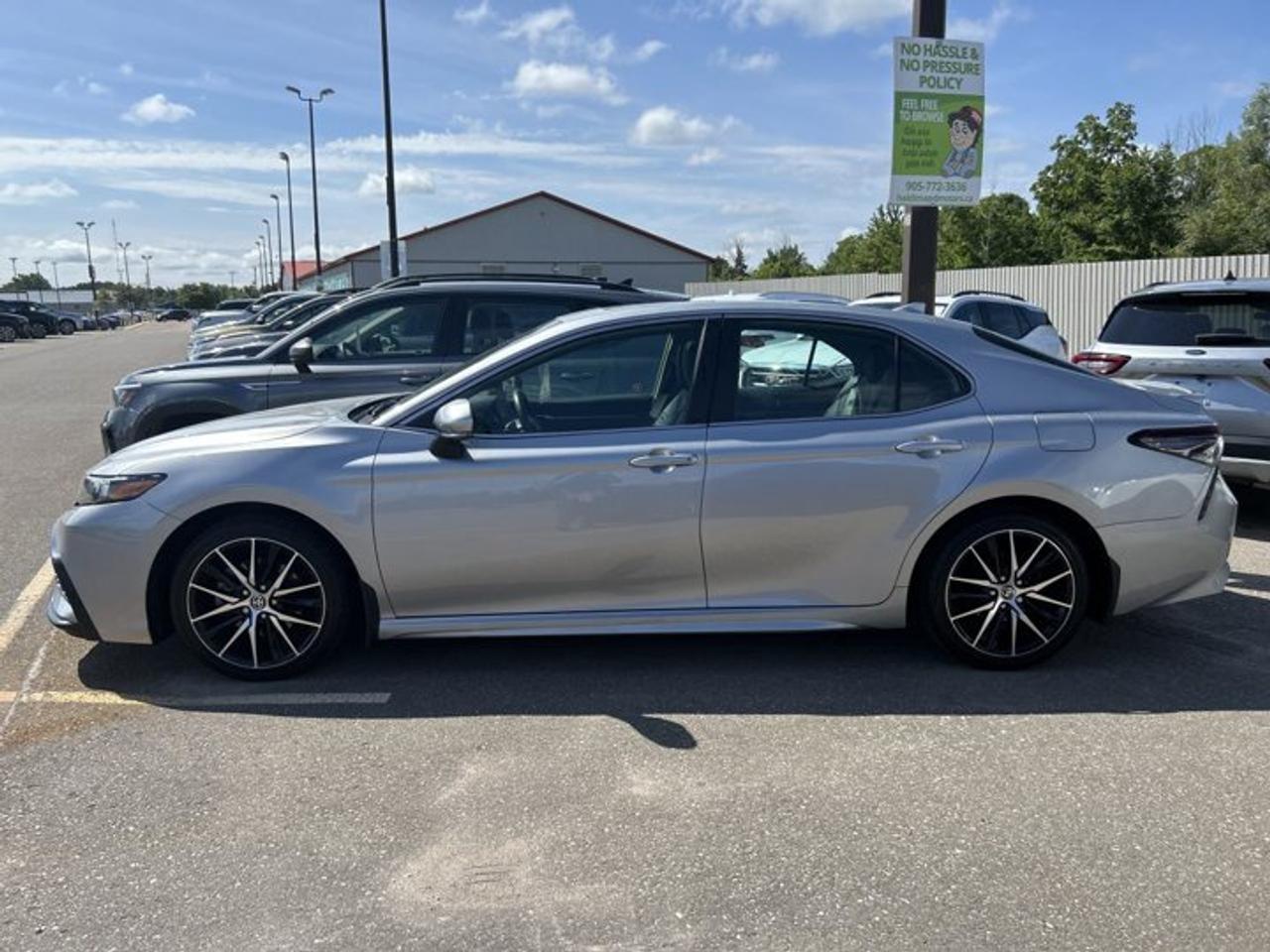 // ACCIDENT FREE!! //<br /><br />This 2023 Toyota Camry SE AWD | Leather Seats is a smart choice for drivers who want confidence, comfort, and everyday value. Sold by Haldimand Motors Ltd. in Cayuga, this used sedan blends Toyota dependability with all-wheel drive grip, a smooth 8-speed automatic transmission, and a well-kept, practical design.<br /><br />Finished in Silver with a Black interior, this 4-door Toyota Camry SE AWD | Leather Seats has a clean, modern look that suits both business and family use. Its 2.5-litre gas engine delivers strong daily performance, while the odometer shows 67,195 km, offering proven road experience with plenty of life ahead.<br /><br />FEATURES OF THE Camry SE AWD | Leather Seats<br />   Silver exterior with sporty rear spoiler<br />   2.5-litre engine with all-wheel drive<br />   Power sunroof adds open-air enjoyment<br />   Heated front seats for winter comfort<br /><br />ADVANCED SAFETY FEATURES<br />   Backup camera helps with reversing confidence<br />   Lane departure warning supports safer travel<br />   Adaptive cruise control aids highway driving<br />   Side and head airbags add protection<br /><br />PERFORMANCE AND EFFICIENCY<br />   2.5-litre gas engine balances power efficiently<br />   8-speed automatic shifts smoothly and quickly<br />   All-wheel drive adds year-round traction<br />   Performance tires support responsive road feel<br /><br />COMFORT AND CONVENIENCE<br />   Heated front seats for cold mornings<br />   Automatic climate control keeps cabin comfortable<br />   Power driver seat with lumbar support<br />   Sunroof brightens every drive beautifully<br /><br />TECHNONOLGY AND CONNECTIVITY<br />   Bluetooth integration supports hands-free phone use<br />   Steering wheel audio controls feel convenient<br />   Automatic headlights respond in low light<br />   Tire pressure monitoring helps driver awareness<br /><br />CARGO SPACE<br />   Rear trunk access makes loading simple<br />   Remote trunk release adds daily ease<br />   Spare tire offers added peace<br />   Four-door layout improves passenger entry convenience<br /><br />AWARDS & RECOGNITIONS<br />   Top Safety Pick, Insurance Institute for Highway Safety, 2023<br />   Best Mid-Size Car, The Car Guide, 2023<br /><br />WHAT OTHER OWNERS LIKE<br />   Smooth ride quality for daily commuting<br />   All-wheel drive confidence in poor weather<br />   Easy-to-use controls and clear cabin layout<br />   Strong comfort for long highway trips<br /><br />The 2023 Toyota Camry SE AWD | Leather Seats stands out with the right mix of athletic style and useful equipment. The rear spoiler adds a sportier look, while heated mirrors, power windows, power steering, and electric mirrors help make daily driving simple and stress-free in all kinds of Canadian weather.<br /><br />Inside, the cabin is designed for comfort and easy use. Front air conditioning, automatic climate control, an adjustable steering wheel, illuminated vanity mirrors, and a leather-wrapped steering wheel all help create a refined driving space. Heated front seats and a power drivers seat with lumbar support add extra comfort on both short trips and longer drives.<br /><br />This sedan also brings strong peace of mind with important safety equipment already included. Anti-lock braking system, stability control, child safety locks, driver and passenger airbags, side impact airbags, head side airbags, a passenger airbag sensor, and a backup camera all work together to support safer travel for you and your passengers.<br /><br />On the road, the 2.5-litre engine and dual shift mode automatic transmission help this Toyota feel composed and responsive. Cruise control and adaptive cruise control support relaxed highway driving, while the all-wheel drive system helps improve traction when roads are wet, snowy, or slippery.<br /><br />If you want a used midsize sedan that looks sharp, drives with confidence, and includes the features drivers use most, this Camry deserves a close look. It offers the everyday practicality families need, the comfort commuters want, and the trusted quality many Toyota buyers continue to appreciate.<br /><br />This 2023 Toyota Camry SE AWD | Leather Seatss VIN is: 4T1S11BK8PU083198.<br /><br />WHY CHOOSE US? <br /><br />Honest & Transparent Buying Experience: Weve been a trusted name in business since 1984.<br /><br />STRAIGHTFORWARD PRICING:<br />Our Advertised Price Includes:<br />>>Safety Certification (No separate fee!)<br />>>30-Day 100% Mechanical Warranty<br />>>FREE Carfax History Report.<br />>>No upcharge for paying cash.<br />(Prices Exclude HST and Licensing Fees only.)<br /><br />>>Browse 300+ vehicles all in ONE LOCATION<br /><br />EASY FINANCING: Great rates & open loans<br /><br />WE BUY CARS: Get Top Dollar for your trade-in, or sell us your vehicle for CASH! Even if you dont buy from us!<br /><br />STOP BY TODAY<br />Treat yourself - stop by Haldimand Motors Ltd. located at 42 Talbot St E, Cayuga, ON N0A 1E0 to make this car yours today!<br /><br />https://www.haldimandmotors.com/used/stock-461144.html