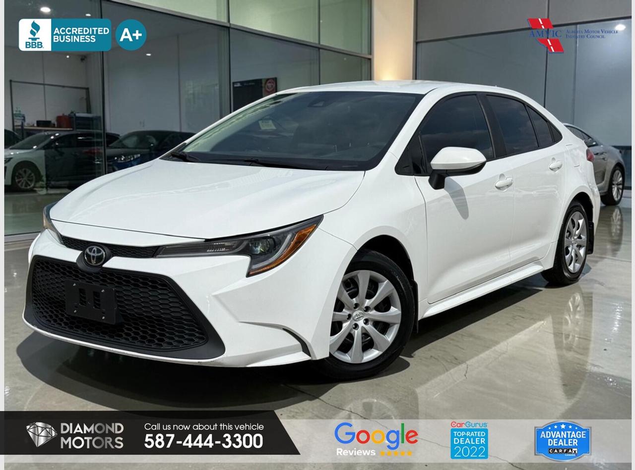LIMITED TIME at Diamond Motors <br/> Drive away with a FREE 1-Year Warranty* + low payments included at Listed Price. *Limited warranty. Terms & conditions apply. Ask in store for details. <br/> <br/> <br/> Now Available: 2021 Toyota Corolla LE White has 140,444 KM on it. 1.8L 4 Cylinder Engine engine, Front-Wheel Drive, CVT transmission, 5 Seater passengers, on special price for $19,900.00. <br/> <br/> <br/> BACKUP CAMERA, BLUETOOTH, HEATED SEATS, LANE ASSIST, ADAPTIVE CRUISE CONTROL, BLIND SPOT MONITORING, JUST ARRIVED, CERTIFIED AND MUCH MORE!!!!! <br/> <br/> <br/> Book your appointment today for Test Drive. We offer contactless Test drives & Virtual Walkarounds. Stock Number: 261171 <br/> <br/> <br/> This vehicle was previously registered in BC and ON. Vehicle has passed all required inspections in Alberta The vehicle was in need of repairs as a result of an incident or collision that cost more than $3,000 including parts and labour. <br/> <br/> <br/> At Diamond Motors, we are dedicated to providing you with an outstanding car-buying experience, offering quality pre-owned vehicles at prices that fit your budget. Our transparent and honest approach means you can expect straightforward guidance without any high-pressure sales tactics. We believe in building lasting relationships with our customers by offering personalized service tailored to your needs. From the moment you step onto our lot, our team is here to support you every step of the way, ensuring you leave confident in your decision. Trust, integrity, and customer satisfaction are the foundation of everything we do. <br/> <br/> <br/> Why Choose Diamond Motors?<br/> <br/> Certified Pre-Owned Vehicles <br/> Family Owned & Operated <br/> 100+ Vehicles in Stock <br/> Finance & Extended Warranty Available <br/> Transparent Pricing <br/> Inspection & Carfax Provided <br/> No-Pressure Buying Experience <br/> Full Disclosure Guaranteed <br/> Top Google Rated Dealership <br/> Trade-Ins Welcome <br/> AMVIC Licensed & BBB Accredited <br/> CarGurus Top-Rated Dealer (2022 & 2024) <br/> <br/> <br/> Phone to schedule an appointment @ 587-444-3300 or simply browse our inventory online www.diamondmotors.ca or come and see us at our location at <br/> 3403 93 street NW, Edmonton, T6E 6A4 <br/> <br/> <br/> To view the rest of our inventory: <br/> www.diamondmotors.ca/inventory <br/> <br/> <br/> This dealership provides all required disclosures in accordance with AMVIC regulations. A completed Mechanical Fitness Assessment and its associated inspection work order will be supplied with every vehicle. A Carfax (or equivalent) vehicle history report will also be provided, including available information on previous damage, accident history, stolen or salvage status, and jurisdictional records. <br/> Customers are encouraged to review all vehicle features, options, and equipment for accuracy prior to purchase. <br/>