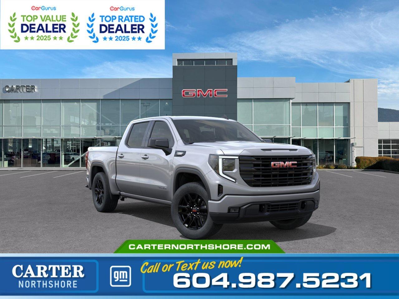 GREAT NEWS! EMPLOYEE PRICING IS BACK! Take advantage of exclusive Employee Pricing on eligible new vehicles and enjoy exceptional value for a limited time. This is your opportunity to save on the vehicle youve been waiting for while inventory lasts. Contact us today to confirm your eligibility and discover the available offers on your preferred model.  Ready for work and everyday driving, the 2026 GMC Sierra 1500 Elevation Crew Cab 4WD combines strong capability with modern comfort. Powered by a 2.7L TurboMax engine and 8-speed automatic transmission, it delivers confident performance on the road. Enjoy heated front seats, a heated steering wheel, remote start, 13.4" touchscreen with Google built-in, wireless phone projection, 20" black wheels, trailering equipment, and GMC Pro Safety features. Come take it for a test drive today and experience all this stylish vehicle has to offer!  WHY CARTER GM NORTHSHORE? - An unrivalled vehicle purchasing experience! - Exceeding our loyal customers expectations since 1990 - 4.7 Google star rating (with 1,700+ customer reviews) - CarGurus Top-Rated Dealer 2025 Award - CarGurus Top Value Dealer 2025 Award - Vehicle trades welcome! Best price guaranteed! - We provide upfront pricing, zero hidden fees, and 100% transparency - Fast approvals and 99% acceptance rates (no matter your current credit status!) - Multilingual staff (many languages spoken) - Comfortable non-pressured environment with in-store television, WIFI and a childrens play area!        Were here to help you drive the vehicle you want, the vehicle you deserve! QUESTIONS? GREAT! WEVE GOT ANSWERS! To speak with a friendly vehicle specialist - CALL NOW! The advertised price includes all standard dealer fees and any applicable manufacturer or dealer incentives. It does not include applicable taxes, licensing, insurance, or optional products or services. Dealer fees will be clearly broken out and itemized on the bill of sale, maximum total of fees $699.00. Prices are shown in Canadian dollars. While we make every effort to ensure accuracy, vehicle details, pricing, options, and availability are subject to change without notice. Please confirm all information with dealership sales management before purchase. Dealer Code: 81121