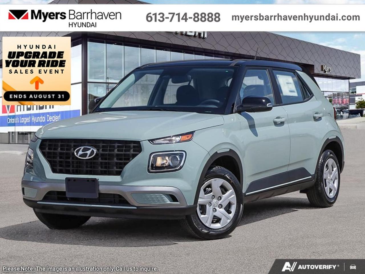 <b>Heated Seats,  Lane Keep Assist,  Collision Mitigation!</b><br> <br> With amazing cargo space paired to an amazing performer like this 2026 Hyundai Venue, you can get it all done.<br> <br>With an amazing, urban sized footprint, plus a massive amount of cargo space, this 2026 Venue can do it all. Whether you need a grocery getter, kid hauler, or an errand runner, this 2026 Venue is ready to turn everything into an adventure. This modern Venue has a bold yet sophisticated SUV profile that radiates road presence and allows you to express your unique sense of style.<br> <br>This Mirage Green W/black Roof SUV has an Automatic transmission and is powered by a 121HP 1.6L 4 Cylinder Engine. <br> <br> Our Venues trim level is Essential. Inside, comfort and everyday usability are prioritized through heated front bucket seats, a 6-way adjustable drivers seat, intuitive controls, manual climate management, smart device integration, and an 8-inch touchscreen with wireless Android Auto and Apple CarPlay. The cabins practical layout includes fold-flat rear seating, ample storage points, illuminated convenience features, and keyless entry for streamlined daily operation. Safety technology is comprehensive with forward collision-avoidance assist, lane keeping assist, driver monitoring, multiple airbags including full-length curtains, a tire-pressure monitoring system, stability control, and a rearview monitor to support confident maneuvering. This vehicle has been upgraded with the following features: Heated Seats, Lane Keep Assist, Collision Mitigation.<br><br> <br/><br> o~o