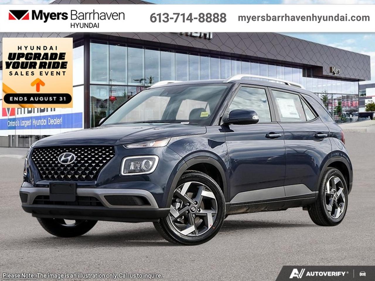 <b>Sunroof,  Heated Seats,  Heated Steering Wheel,  Remote Start,  Blind Spot Monitoring!</b><br> <br> With amazing cargo space paired to an amazing performer like this 2026 Hyundai Venue, you can get it all done.<br> <br>With an amazing, urban sized footprint, plus a massive amount of cargo space, this 2026 Venue can do it all. Whether you need a grocery getter, kid hauler, or an errand runner, this 2026 Venue is ready to turn everything into an adventure. This modern Venue has a bold yet sophisticated SUV profile that radiates road presence and allows you to express your unique sense of style.<br> <br>This Denim Blue SUV has an Automatic transmission and is powered by a 121HP 1.6L 4 Cylinder Engine. <br> <br> Our Venues trim level is Ultimate. This cabin emphasizes comfort with heated front bucket seats, a 6-way adjustable drivers seat, a heated leather steering wheel, premium cloth upholstery with leatherette bolsters, and versatile 60/40 rear seating supported by thoughtful storage solutions and a sliding center armrest. A power sliding and tilting sunroof brings natural light into a space enhanced by automatic climate control, illuminated touchpoints, smart key access with push-button start, and well-organized cabin bins. Technology and infotainment are streamlined through an 8-inch touchscreen with wireless Android Auto and Apple CarPlay, Bluetooth voice recognition, streaming audio, six speakers, and a clean digital display cluster with redundant digital speedometer and trip functions. Safety is extensive, providing forward collision-avoidance assist, blind-spot and rear cross-traffic warnings, lane-keeping support, driver-monitoring alert, stability and traction systems, multiple airbags including full-length curtains, tire-pressure monitoring, and a rearview camera. This vehicle has been upgraded with the following features: Sunroof, Heated Seats, Heated Steering Wheel, Remote Start, Blind Spot Monitoring, Lane Keep Assist, Collision Mitigation .<br><br> <br/><br> o~o