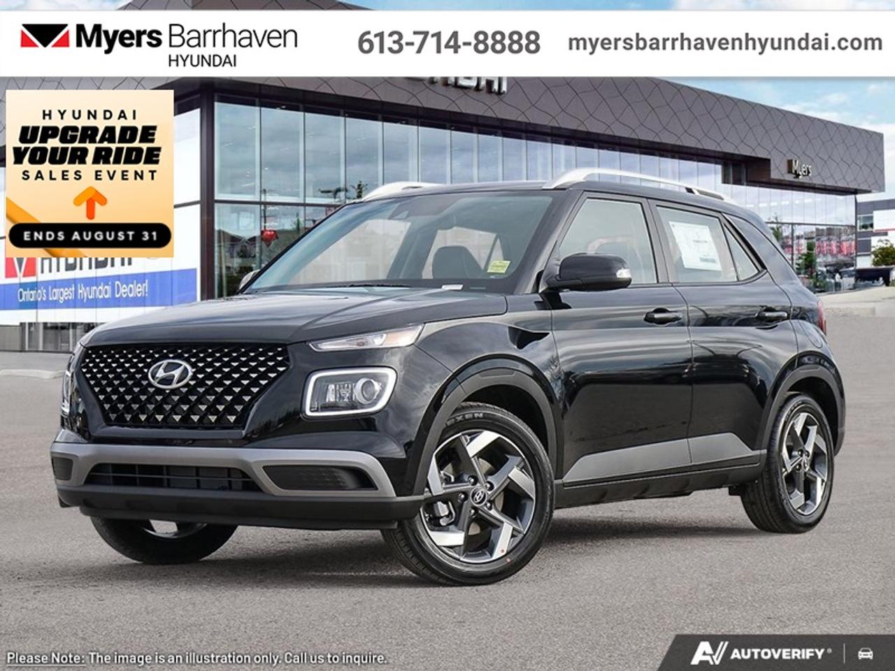 <b>Sunroof,  Heated Seats,  Heated Steering Wheel,  Remote Start,  Blind Spot Monitoring!</b><br> <br> From the first step inside the 2026 Hyundai Venue youll enjoy the features that make the cabin space your favourite place to be.<br> <br>With an amazing, urban sized footprint, plus a massive amount of cargo space, this 2026 Venue can do it all. Whether you need a grocery getter, kid hauler, or an errand runner, this 2026 Venue is ready to turn everything into an adventure. This modern Venue has a bold yet sophisticated SUV profile that radiates road presence and allows you to express your unique sense of style.<br> <br>This Abyss Black SUV has an Automatic transmission and is powered by a 121HP 1.6L 4 Cylinder Engine. <br> <br> Our Venues trim level is Ultimate. This cabin emphasizes comfort with heated front bucket seats, a 6-way adjustable drivers seat, a heated leather steering wheel, premium cloth upholstery with leatherette bolsters, and versatile 60/40 rear seating supported by thoughtful storage solutions and a sliding center armrest. A power sliding and tilting sunroof brings natural light into a space enhanced by automatic climate control, illuminated touchpoints, smart key access with push-button start, and well-organized cabin bins. Technology and infotainment are streamlined through an 8-inch touchscreen with wireless Android Auto and Apple CarPlay, Bluetooth voice recognition, streaming audio, six speakers, and a clean digital display cluster with redundant digital speedometer and trip functions. Safety is extensive, providing forward collision-avoidance assist, blind-spot and rear cross-traffic warnings, lane-keeping support, driver-monitoring alert, stability and traction systems, multiple airbags including full-length curtains, tire-pressure monitoring, and a rearview camera. This vehicle has been upgraded with the following features: Sunroof, Heated Seats, Heated Steering Wheel, Remote Start, Blind Spot Monitoring, Lane Keep Assist, Collision Mitigation .<br><br> <br/><br> o~o