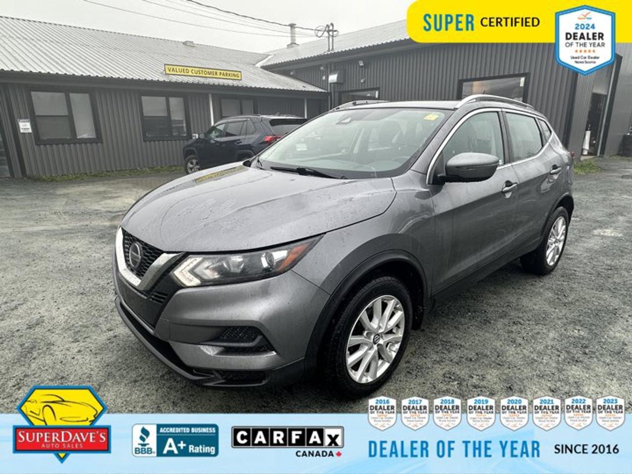 Meet the 2022 Nissan Qashqai SV   a smart, versatile compact SUV that balances everyday comfort with confident all-weather capability. This Super Certified Qashqai comes equipped with AWD, giving you extra traction and stability whether youre navigating city streets or weekend adventures. The roomy cabin is thoughtfully appointed with a leather-wrapped heated steering wheel, heated front seats, and a sun/moonroof to brighten every drive.<br><p>THE SUPER DAVES ADVANTAGE</p> <p>BUY REMOTE - No need to visit the dealership. Through email, text, or a phone call, you can complete the purchase of your next vehicle all without leaving your house!</p> <p>DELIVERED TO YOUR DOOR - Your new car, delivered straight to your door! When buying your car with Super Daves, well arrange a fast and secure delivery. Just pick a time that works for you and well bring you your new wheels!</p> <p>PEACE OF MIND WARRANTY - Every vehicle we sell comes backed with a warranty so you can drive with confidence.</p> <p>EXTENDED COVERAGE - Get added protection on your new car and drive confidently with our selection of competitively priced extended warranties.</p> <p>WE ACCEPT TRADES - We&rsquo;ll accept your trade for top dollar! We&rsquo;ll assess your trade in with a few quick questions and offer a guaranteed value for your ride. We&rsquo;ll even come pick up your trade when we deliver your new car.</p> <p>SUPER CERTIFIED INSPECTION - Every vehicle undergoes an extensive 120 point inspection, that ensure you get a safe, high quality used vehicle every time.</p> <p>FREE CARFAX VEHICLE HISTORY REPORT - If youre buying used, its important to know your cars history. Thats why we provide a free vehicle history report that lists any accidents, prior defects, and other important information that may be useful to you in your decision.</p> <p>METICULOUSLY DETAILED &ndash; Buying used doesn&rsquo;t mean buying grubby. We want your car to shine and sparkle when it arrives to you. Our professional team of detailers will have your new-to-you ride looking new car fresh.</p> <p>(Please note that we make all attempt to verify equipment, trim levels, options, accessories, kilometers and price listed in our ads however we make no guarantees regarding the accuracy of these ads online. Features are populated by VIN decoder from manufacturers original specifications. Some equipment such as wheels and wheels sizes, along with other equipment or features may have changed or may not be present. We do not guarantee a vehicle manual, manuals can be typically found online in the rare event the vehicle does not have one. Please verify all listed information with our dealership in person before purchase. The sale price does not include any ongoing subscription based services such as Satellite Radio. Any software or hardware updates needed to run any of these systems would also be the responsibility of the client. All listed payments are OAC which means On Approved Credit and are estimated without taxes and fees as these may vary from deal to deal, taxes and fees are extra. As these payments are based off our lenders best offering they may be subject to change without notice. Please ensure this vehicle is ready to be viewed at the dealership by making an appointment with our sales staff. We cannot guarantee this vehicle will be on premises and ready for viewing unless and appointment has been made.)</p>