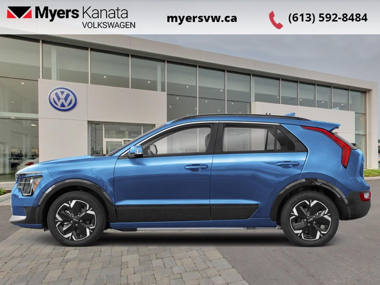 <b>Power Liftgate,  Heated Steering Wheel,  Electric Vehicle,  Fast Charging,  Navigation!</b><br> <br>  Compare at $36042 - Our Price is just $34992! <br> <br>You can get to your destination without range anxiety thanks to the impressive range and fast charging of this Kia Niro EV. This 2024 Kia Niro EV is fresh on our lot in Kanata.<br> <br>This Kia Niro EV is more than just an electric vehicle. This crossover is the future of commuting. Capable of turning every chore into an experience, this Kia Niro EV offers the best of crossover utility and EV efficiency in a beautiful package. With its incredible design, impressive range, and fast charging capability, this Kia Niro EV may be the only vehicle you ever need.<br> <br>This SUV has 44,322 km. Its Mineral Blue in colour. It has an Automatic transmission and is powered by a smooth engine. <br> <br> Our Niro EVs trim level is Wind+. This Niro EV Premium+ steps things up with a power liftgate, a heated leatherette-wrapped steering wheel, rear parking sensors and cloth/synthetic leather seating upholstery, and rewards you with heated front seats, adaptive cruise control, proximity keyless entry, voice-activated air conditioning, and an immersive 10.25-inch infotainment screen with navigation, Apple CarPlay, Android Auto, and SiriusXM satellite radio. Safety equipment include blind spot detection, lane keeping assist with lane departure warning, forward collision alert, rear collision mitigation, and a rearview camera. This vehicle has been upgraded with the following features: Power Liftgate, Heated Steering Wheel, Electric Vehicle, Fast Charging, Navigation, Adaptive Cruise Control, Heated Seats.<br> <br>To apply right now for financing use this link: <a href=https://www.myersvw.ca/financing-request/ target=_blank>https://www.myersvw.ca/financing-request/</a><br> <br/><br>Backed by Myers Exclusive NO Charge Engine/Transmission for life program lends itself for your peace of mind and you can buy with confidence. Call one of our experienced Sales Representatives today and book your very own test drive! Why buy from us? Move with the Myers Automotive Group since 1942! We take all trade-ins - Appraisers on site - Full safety inspection including e-testing and professional detailing prior delivery! <br><br>*LIFETIME ENGINE TRANSMISSION WARRANTY NOT AVAILABLE ON VEHICLES MARKED AS-IS, VEHICLES WITH KMS EXCEEDING 140,000KM, VEHICLES 8 YEARS & OLDER, OR HIGHLINE BRAND VEHICLES (eg.BMW, INFINITI, CADILLAC, LEXUS...). FINANCING OPTIONS NOT AVAILABLE ON VEHICLES MARKED AS-IS OR AS-TRADED.<br> Come by and check out our fleet of 30+ used cars and trucks and 100+ new cars and trucks for sale in Kanata.  o~o