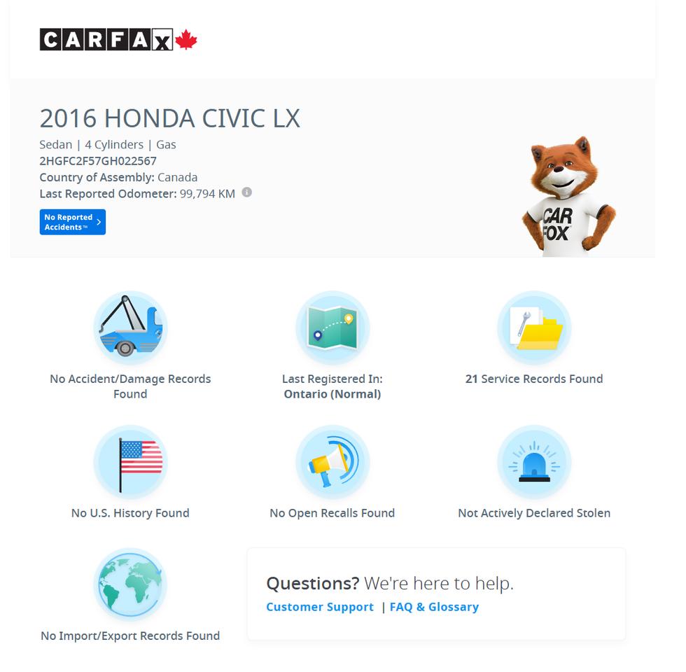 2016 Honda Civic LX+CLEAN CARFAX+ApplePlay+A/C Photo3