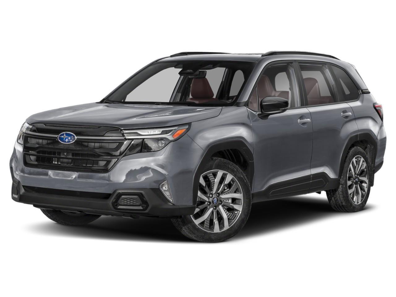 <p>Experience the elegance and capability of the 2025 Subaru Forester Premier AWD. Dressed in a sophisticated gray with a powerful all-wheel drive and automatic transmission, this SUV is ready to tackle any road with confidence and grace.</p> <p>Its sleek exterior is complemented by alloy wheels and a sunroof that adds a touch of luxury. Step inside to a refined black interior featuring leather seats and a leather-wrapped steering wheel, ensuring every drive is comfortable and stylish. The Forester Premier trim impresses with modern conveniences such as heated front and rear seats, cooled front seats, and power-adjustable settings for the ideal driving position.</p> <p>Enjoy cutting-edge technology such as a navigation system and smart device integration, making every journey seamless. Stay connected and entertained with Bluetooth connectivity and satellite radio, while the backup camera, lane assist, and adaptive cruise control provide peace of mind on the road. Keyless entry and brake assist further enhance the safety and convenience of your driving experience.</p> <p>If you're looking for an SUV that combines luxury, performance, and advanced technology, the Subaru Forester Premier AWD is perfect for you. Contact Cobourg Mazda today to learn more about this exceptional vehicle and take it for a test drive.</p>