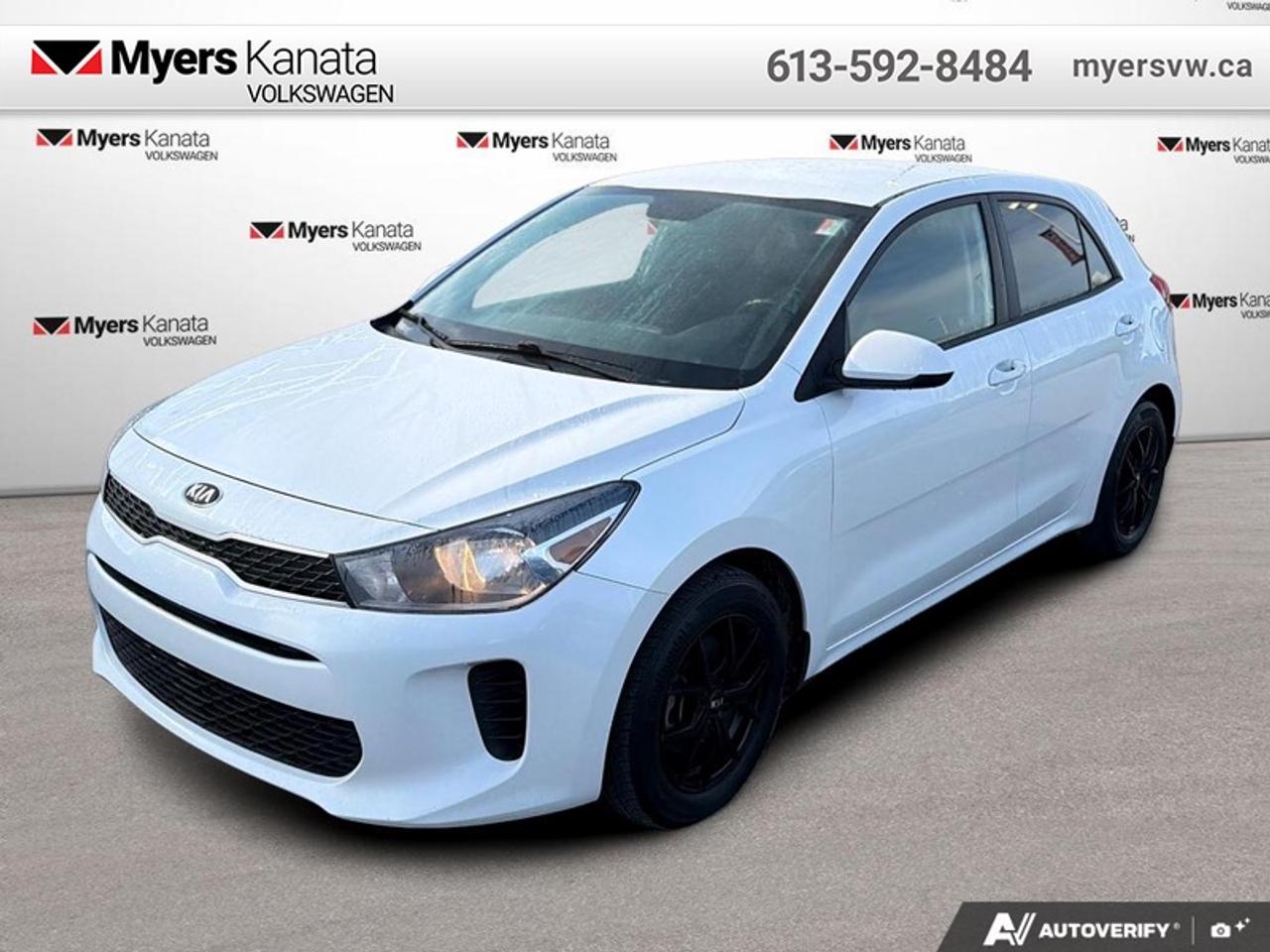 <b>Heated Seats,  Heated Steering Wheel,  Remote Keyless Entry,  Leather Accents!</b><br> <br>  Compare at $17094 - Our Price is just $16596! <br> <br>With the value of a budget car, but the features of a luxury sedan, you get everything you need and more with this stylish 2020 Kia Rio. This 2020 Kia Rio 5-door is fresh on our lot in Kanata.<br> <br>This Rio was built to be efficient and affordable, while offering a surprising array of modern features like an infotainment system with a 5 inch display, Bluetooth, aux and USB inputs, and AM/FM/MP3 and satellite radio. Continuing the Kia tradition of high value is a loaded interior featuring heated front seats and steering wheel, leather steering wheel with audio controls, remote keyless entry, power locks and windows, rearview camera, automatic headlights, and heated power side mirrors.<br> <br>This hatchback has 73,387 km. Its Snow White Pear in colour and is completely accident free based on the <a href=https://vhr.carfax.ca/?id=+5JYTtT1seYrCv2UOJHgY5qV/KMAbNLa target=_blank>CARFAX Report</a>. It has an Automatic transmission and is powered by a 123HP 1.6L 4 Cylinder Engine. It may have some remaining factory warranty, please check with dealer for details. <br> <br> Our Rio 5-doors trim level is LX+ IVT. This LX+ adds some basic features to modernize your Rio5 with cruise control, air conditioning, and illuminated vanity mirrors. Standard features also include some amazing tech like an infotainment system with a 5 inch display, Bluetooth, aux and USB inputs, and AM/FM/MP3 and satellite radio. Continuing the Kia tradition of high value is a loaded interior featuring heated front seats and steering wheel, leather steering wheel with audio controls, remote keyless entry, power locks and windows, rearview camera, automatic headlights, and heated power side mirrors. This vehicle has been upgraded with the following features: Heated Seats, Heated Steering Wheel, Remote Keyless Entry, Leather Accents .<br> <br>To apply right now for financing use this link: <a href=https://www.myersvw.ca/financing-request/ target=_blank>https://www.myersvw.ca/financing-request/</a><br> <br/><br>Backed by Myers Exclusive NO Charge Engine/Transmission for life program lends itself for your peace of mind and you can buy with confidence. Call one of our experienced Sales Representatives today and book your very own test drive! Why buy from us? Move with the Myers Automotive Group since 1942! We take all trade-ins - Appraisers on site - Full safety inspection including e-testing and professional detailing prior delivery! <br><br>*LIFETIME ENGINE TRANSMISSION WARRANTY NOT AVAILABLE ON VEHICLES MARKED AS-IS, VEHICLES WITH KMS EXCEEDING 140,000KM, VEHICLES 8 YEARS & OLDER, OR HIGHLINE BRAND VEHICLES (eg.BMW, INFINITI, CADILLAC, LEXUS...). FINANCING OPTIONS NOT AVAILABLE ON VEHICLES MARKED AS-IS OR AS-TRADED.<br> Come by and check out our fleet of 30+ used cars and trucks and 100+ new cars and trucks for sale in Kanata.  o~o