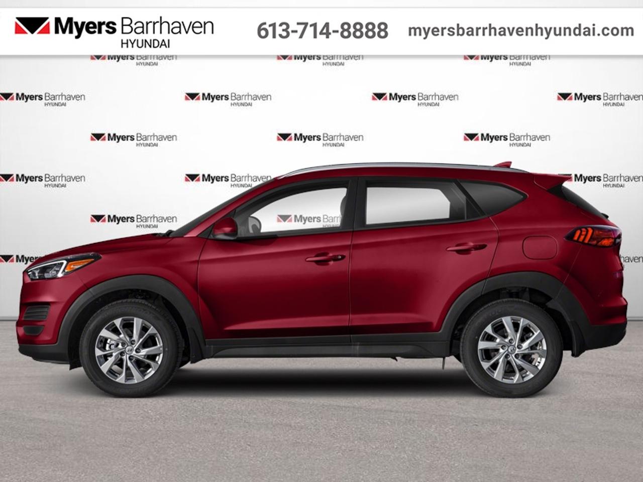 <b>Blind Spot Detection,  Sunroof,  Heated Steering Wheel,  Remote Start,  Lane Change Assist!</b><br> <br> Capability means nothing without comfort, which is why the 2021 Tucson comes very well equipped with a wealth of features and technology designed around you. This 2021 Hyundai Tucson is for sale today.<br> <br>2021 Hyundai Tucson is more than just a sport utility vehicle, its the SUV thats always up for your adventures. With innovative features to keep you connected like standard Apple CarPlay and Android Auto smartphone connectivity, capable and efficient performance and heaps of built-in safety features, its always ready when you are. This 2021 Hyundai Tucson is ready to show you what an affordable family SUV should be.<br> <br>This SUV has 100,350 km. Its Crimson Red in colour. It has an Automatic transmission and is powered by a 181HP 2.4L 4 Cylinder Engine. <br> <br> Our Tucsons trim level is 2.4L Preferred AWD w/Trend. This Preferred trim with Trend Package is an excellent choice and comes with larger aluminum wheels, a blind spot detection system with rear cross traffic alerts, a panoramic sunroof and lane change assist, a heated leather wrapped steering wheel and much more. You will also receive an 8 way power driver seat, BlueLink with remote start, a 7 inch colour touch screen display with Apple CarPlay and Android Auto, LED daytime running lights, a 60/40 split rear seat, proximity remote keyless entry with push button start and a rear view camera plus much more! This vehicle has been upgraded with the following features: Blind Spot Detection, Sunroof, Heated Steering Wheel, Remote Start, Lane Change Assist, Safety Package, Aluminum Wheels.<br> <br/><br>*LIFETIME ENGINE TRANSMISSION WARRANTY NOT AVAILABLE ON VEHICLES WITH KMS EXCEEDING 140,000KM, VEHICLES 8 YEARS & OLDER, OR HIGHLINE BRAND VEHICLE(eg. BMW, INFINITI. CADILLAC, LEXUS...) o~o