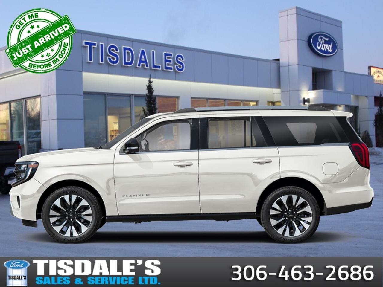 Check out the large selection of new Fords at Tisdales today!<br> <br>The 2027 Ford Expedition blends premium craftsmanship, massive cabin comfort, and everyday capability into one ultimate large family package.<br> <br>From the outside, the 2027 Ford Expedition presents a bold, commanding silhouette, sophisticated lighting accents, and grand proportions that project a proud and capable attitude. Inside, the cavernous and beautifully crafted cabin surrounds you with premium materials, user-friendly digital screens, and highly flexible multi-row seating designed to keep everyone relaxed in absolute comfort. With its exceptionally smooth ride, smart safety features, and Fords legendary reputation for family-sized capability, the Expedition stands as the definitive premium SUV for your active lifestyle.<br> <br>This Star White Tri-Coat SUV has an Automatic transmission and is powered by a 400HP 3.5L V6 Cylinder Engine. <br> <br> Our Expeditions trim level is Platinum.<br><br> View the original window sticker for this vehicle with this url <b><a href=http://www.windowsticker.forddirect.com/windowsticker.pdf?vin=1FMJU1M8XVEA15173 target=_blank>http://www.windowsticker.forddirect.com/windowsticker.pdf?vin=1FMJU1M8XVEA15173</a></b>.<br> <br>To apply right now for financing use this link: <a href=http://www.tisdales.com/shopping-tools/apply-for-credit.html target=_blank>http://www.tisdales.com/shopping-tools/apply-for-credit.html</a><br> <br/>5.49% financing for 84 months. <br> Buy this vehicle now for the lowest bi-weekly payment of <b>$719.13</b> with $0 down for 84 months @ 5.49% APR O.A.C. ( Plus applicable taxes - $699 administration fee included in sale price. / Federal Luxury Tax of $1429.00 included.). Incentives expire 2026-08-31. See dealer for details. <br><br>Tisdales is not your standard dealership. Sales consultants are available to discuss what vehicle would best suit the customer and their lifestyle, and if a certain vehicle isnt readily available on the lot, one will be brought in. o~o