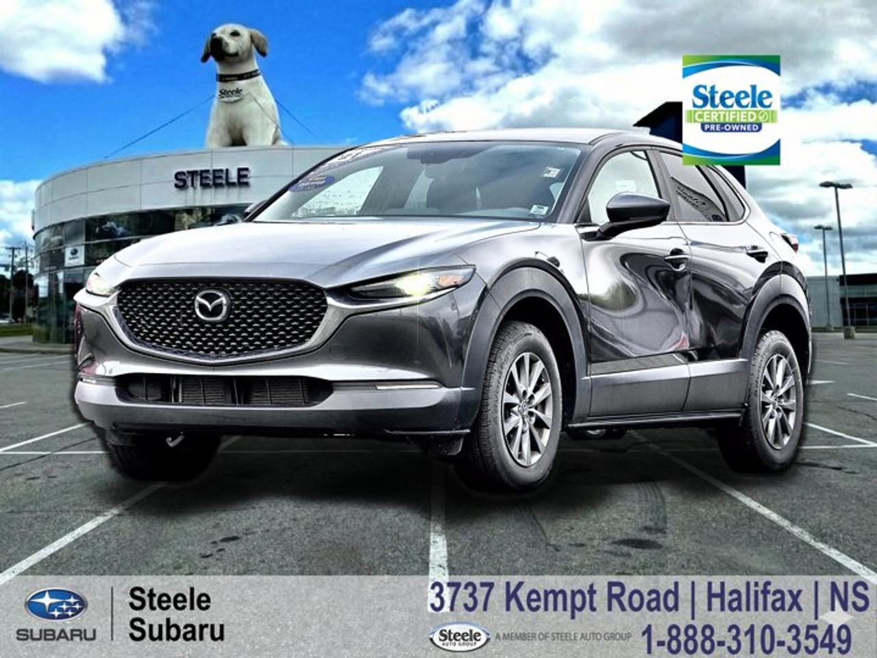 2021 Mazda CX-30 GS AWD | i-ACTIV AWD | Heated Front Seats | Apple CarPlay & Android Auto | Blind Spot MonitoringThe CX-30 is right at home on Nova Scotia roads, whether youre making the daily trip across the MacKay Bridge or heading out for a warm evening drive along the South Shore. Its elevated driving position, composed ride quality, and compact footprint make it an easy vehicle to enjoy around Halifax and beyond.The GS trim strikes an excellent balance between comfort, technology, and capability. Powered by Mazdas responsive 2.5L SKYACTIV-G engine and paired with a 6-speed automatic transmission, it delivers a smooth and engaging driving experience while i-ACTIV AWD provides confident traction year-round. As a one-owner trade-in with low mileage, this CX-30 represents great value for buyers looking for a modern compact SUV with strong fuel efficiency, practical cargo space, and a well-crafted interior. Responsive handling, excellent visibility, and everyday versatility make it equally comfortable on daily commutes and weekend escapes around Atlantic Canada.Performance & Safety* 2.5L SKYACTIV-G 4-cylinder engine* 6-speed automatic transmission* i-ACTIV AWD* Blind Spot Monitoring* Rear Cross Traffic Alert* Advanced Smart City Brake Support* Lane Departure Warning* Rearview camera* Dynamic Stability Control* Traction Control System* Hill Launch AssistComfort & Tech* Heated front seats* Heated steering wheel* Heated exterior mirrors* Cloth upholstery* Apple CarPlay & Android Auto* Mazda Connect infotainment system* Rearview camera* Dual-zone automatic climate control* Keyless entry* Push-button start* Bluetooth connectivityContact Steele Subaru in Halifax to schedule a test drive and see if this CX-30 GS is the right fit for your lifestyle. Its a versatile AWD crossover thats ready to make the most of the Nova Scotia summer while delivering confidence and comfort throughout the year.STEELE CERTIFIEDThis vehicle is Steele Certified, having successfully passed a comprehensive 85-Point Inspection to ensure quality and peace of mind. A current service and Nova Scotia Motor Vehicle Inspection (MVI) has been completed, so its ready for the road. We also provide a Carfax Vehicle History Report for full transparency. Buy with confidence knowing this vehicle has been thoroughly checked by our factory-trained technicians. Trade-ins are always welcome, and were here to help make your next vehicle purchase smooth and worry-free.Ask us about flexible financing or extended warranty options.