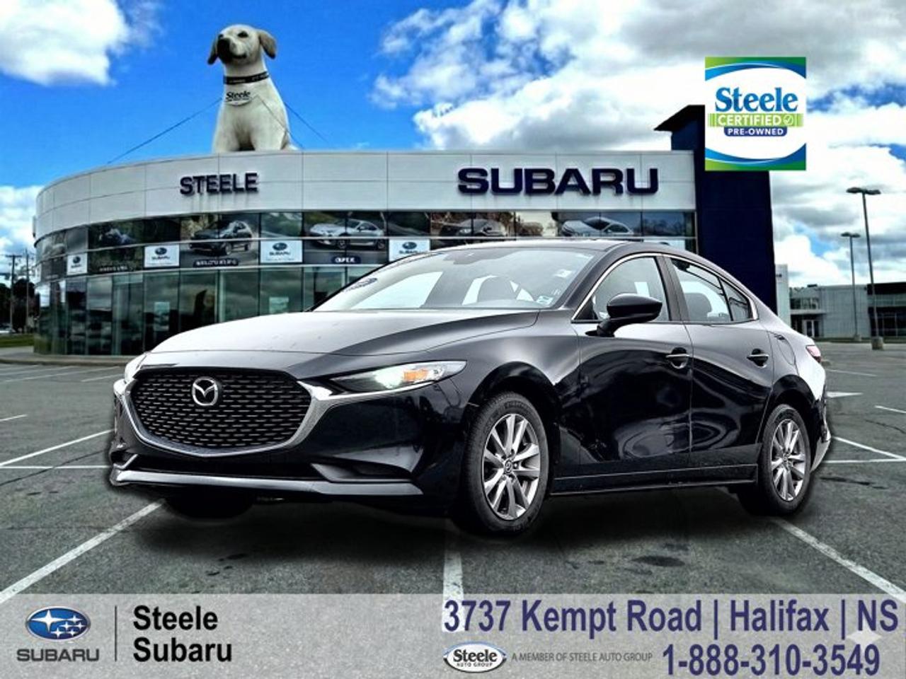 2019 Mazda3 GS | Apple CarPlay & Android Auto | Heated Front Seats | Blind Spot Monitoring | Great ValueThe Mazda3 is the kind of compact car that feels right at home on Nova Scotia roads, whether youre navigating downtown Halifax or enjoying a summer drive through the Annapolis Valley. With sharp styling, a comfortable cabin, and responsive handling, it delivers an engaging driving experience without sacrificing everyday practicality.The GS trim strikes an excellent balance between comfort, technology, and value, pairing Mazdas efficient 2.5L SKYACTIV-G engine with a smooth automatic transmission and front-wheel drive. The result is confident handling, stable highway manners, and excellent efficiency for daily commuting or longer drives around Atlantic Canada. As a one-owner trade-in, this Mazda3 represents great value for buyers looking for a well-equipped compact car with modern safety technology and a reputation for reliability. The supportive seating, good visibility, and practical trunk space make it an easy fit for everyday life, while Mazdas driver-focused engineering helps keep every trip enjoyable.Performance & Safety* 2.5L SKYACTIV-G 4-cylinder engine* 6-speed automatic transmission* Front-Wheel Drive* Blind Spot Monitoring* Rear Cross Traffic Alert* Advanced Smart City Brake Support* Lane Departure Warning* Rearview camera* Dynamic Stability Control* Traction Control System* Hill Launch AssistComfort & Tech* Heated front seats* Heated steering wheel* Heated exterior mirrors* Premium cloth upholstery* Apple CarPlay & Android Auto* Mazda Connect infotainment system* Rearview camera* Dual-zone automatic climate control* Keyless entry* Push-button start* Bluetooth connectivityContact Steele Subaru in Halifax to schedule a test drive and see if this Mazda3 GS is the right fit for your lifestyle. Its an affordable and enjoyable daily driver thats ready to help you make the most of the Nova Scotia summer.STEELE CERTIFIEDThis vehicle is Steele Certified, having successfully passed a comprehensive 85-Point Inspection to ensure quality and peace of mind. A current service and Nova Scotia Motor Vehicle Inspection (MVI) has been completed, so its ready for the road. We also provide a Carfax Vehicle History Report for full transparency. Buy with confidence knowing this vehicle has been thoroughly checked by our factory-trained technicians. Trade-ins are always welcome, and were here to help make your next vehicle purchase smooth and worry-free.Ask us about flexible financing or extended warranty options.