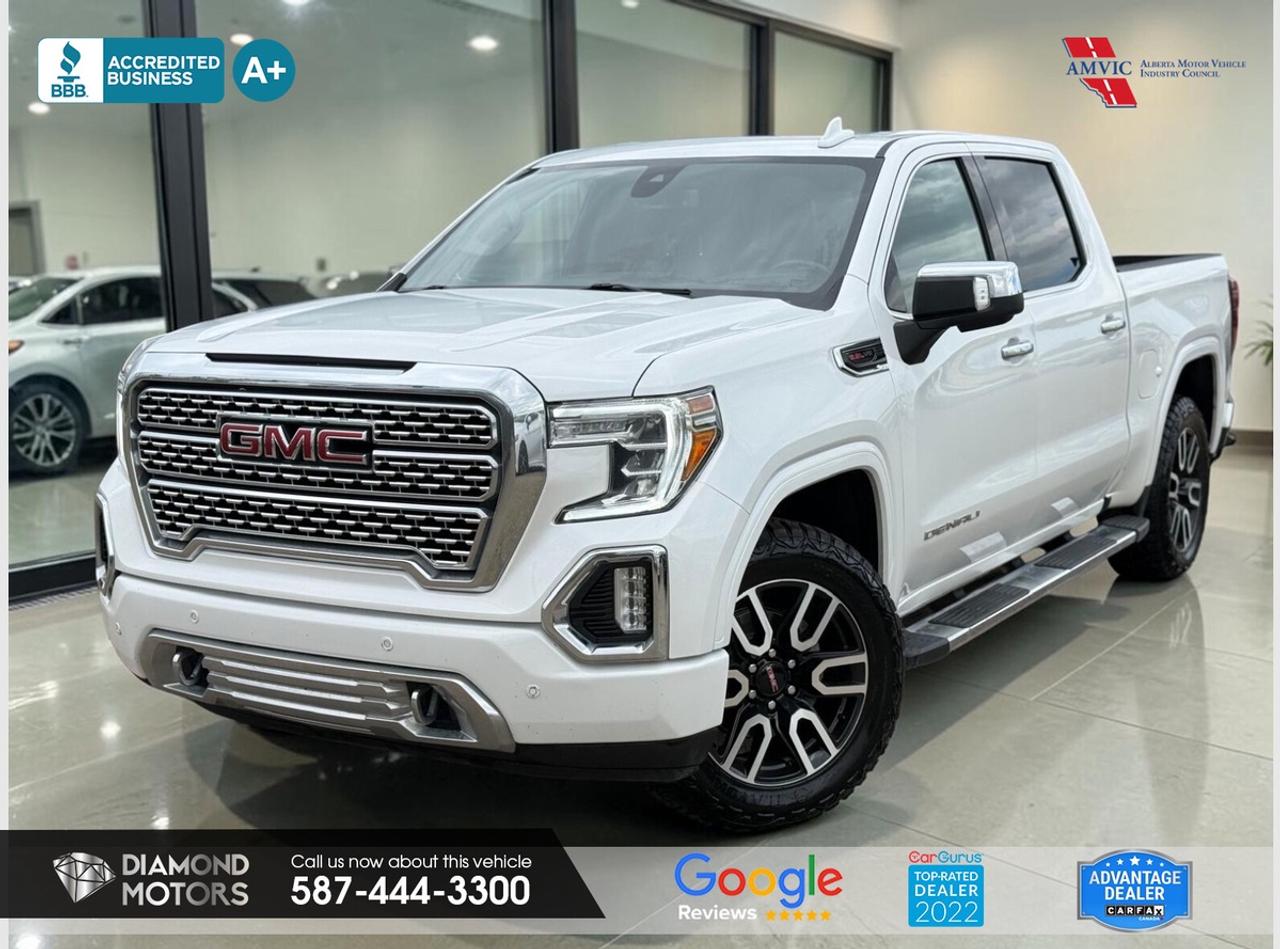 LIMITED TIME at Diamond Motors <br/> Drive away with a FREE 1-Year Warranty* + low payments included at Listed Price. *Limited warranty. Terms & conditions apply. Ask in store for details. <br/> <br/> <br/> Now Available: 2021 GMC Sierra 1500 Crew Cab Denali 4WD White has 186,541 KM on it. 6.2L 8 Cylinder Engine engine, Four-Wheel Drive, Automatic transmission, 5 Seater passengers, on special price for $38,900.00. <br/> <br/> <br/> NO ACCIDENTS, ONE OWNER, BLUETOOTH, BACKUP CAMERA, LEATHER, HEATED SEATS, HEATED STEERING WHEEL, REMOTE STARTER, BLIND SPOT MONITORING, APPLE CARPLAY, ANDROID AUTO, BRAND NEW TIRES, KEYLESS ENTRY, CRUISE CONTROL, POWER SEATS, DUAL CLIMATE CONTROL, MEMORY SEATS, WIRELESS CHARGER AND MUCH MORE!!!!! <br/> <br/> <br/> Book your appointment today for Test Drive. We offer contactless Test drives & Virtual Walkarounds. Stock Number: 261174 <br/> <br/> <br/> At Diamond Motors, we are dedicated to providing you with an outstanding car-buying experience, offering quality pre-owned vehicles at prices that fit your budget. Our transparent and honest approach means you can expect straightforward guidance without any high-pressure sales tactics. We believe in building lasting relationships with our customers by offering personalized service tailored to your needs. From the moment you step onto our lot, our team is here to support you every step of the way, ensuring you leave confident in your decision. Trust, integrity, and customer satisfaction are the foundation of everything we do. <br/> <br/> <br/> Why Choose Diamond Motors?<br/> <br/> Certified Pre-Owned Vehicles <br/> Family Owned & Operated <br/> 100+ Vehicles in Stock <br/> Finance & Extended Warranty Available <br/> Transparent Pricing <br/> Inspection & Carfax Provided <br/> No-Pressure Buying Experience <br/> Full Disclosure Guaranteed <br/> Top Google Rated Dealership <br/> Trade-Ins Welcome <br/> AMVIC Licensed & BBB Accredited <br/> CarGurus Top-Rated Dealer (2022 & 2024) <br/> <br/> <br/> Phone to schedule an appointment @ 587-444-3300 or simply browse our inventory online www.diamondmotors.ca or come and see us at our location at <br/> 3403 93 street NW, Edmonton, T6E 6A4 <br/> <br/> <br/> To view the rest of our inventory: <br/> www.diamondmotors.ca/inventory <br/> <br/> <br/> This dealership provides all required disclosures in accordance with AMVIC regulations. A completed Mechanical Fitness Assessment and its associated inspection work order will be supplied with every vehicle. A Carfax (or equivalent) vehicle history report will also be provided, including available information on previous damage, accident history, stolen or salvage status, and jurisdictional records. <br/> Customers are encouraged to review all vehicle features, options, and equipment for accuracy prior to purchase. <br/>