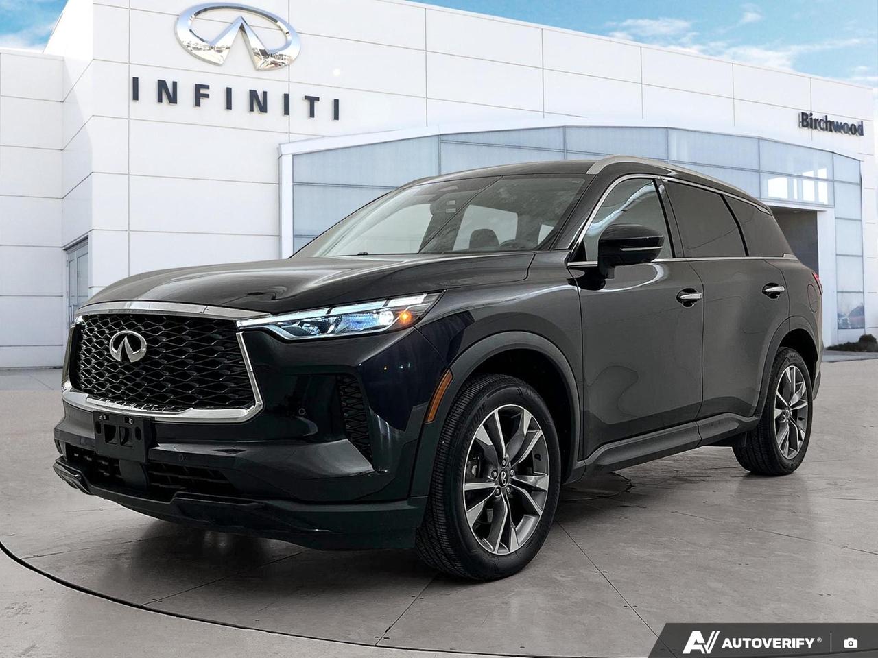 AWD | ProPILOT | Heated steering/seats | 360 Camera | Moonroof
The 2024 Infiniti QX60 7-Passenger checks every box for families who refuse to compromise  blending three-row practicality with genuine luxury features, advanced driver assistance technology, and the confidence of AWD. This one-owner, low-kilometre, accident-free example is a rare find in todays market.

Key Highlights:
- One Owner | Low Kilometres | Accident Free  exceptional peace of mind
- ProPILOT Assist with Intelligent Cruise Control for stress-free highway driving
- Aerial View Camera System plus Front & Rear Parking Sensors for effortless maneuvering
- Heated front seats with 8-way power adjustment, power lumbar, and driver memory system
- Panoramic sliding glass sunroof with power sunshade for the whole cabin to enjoy
- 20 alloy wheels with 255/50R20 all-season tires  ready for Manitoba year-round
- Blind Spot Intervention, Rear Automatic Braking & Rear Cross Traffic Alert for active safety
- 9-speed automatic transmission with paddle shifters and full-time AWD

Ready to experience it for yourself? Visit us at Birchwood Infiniti or explore your options at birchwoodinfiniti.ca. You can reserve this vehicle, start your purchase online, or book a test drive at a time that works for you  our team is here to make the process straightforward and enjoyable every step of the way.
We are here to buy, sell, and service your vehicle! All pre-owned vehicles from Birchwood Nissan come with:
A full CARFAX vehicle report.
Mandatory alignment on every vehicle
A fresh oil change and full tank of fuel on delivery
Service records (if available)
Interested in seeing/hearing more? Come down to Birchwood Nissan to experience Car Buying the right way! Book your appointment today at 204-261-3490.
Dealer Permit #0086
Dealer permit #0086