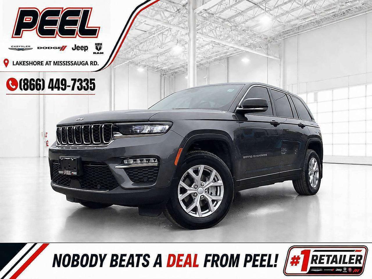 COME SEE WHY NOBODY BEATS A DEAL FROM PEEL! Your Source for ALL make and models used cars and trucks. 2022 Jeep Grand Cherokee Limited 4X4 | 3.6L Pentastar V6 | Baltic Grey Metallic | Heated & Ventilated Perforated Leather-Faced Seats | Heated Second-Row Seats | Uconnect 5 NAV 10.1-Inch Touchscreen Display | Alpine 9-Speaker Premium Audio System with Subwoofer | Wireless Charging Pad | 10.25-Inch Digital Driver Display | Heated Steering Wheel | Remote Start | Power Liftgate | 360-Degree Surround View Camera | Adaptive Cruise Control with Stop | Active Lane Management | Forward Collision Warning with Active Braking | Blind Spot Monitoring | Rear Cross Traffic Alert | Front & Rear Park Assist | Automated Parking Assist | Trailer Tow Prep Group | Rear Load-Leveling Suspension This 2022 Jeep Grand Cherokee Limited comes finished in Baltic Grey Metallic and delivers the premium comfort, modern technology, and real 4X4 capability that make the newest-generation Grand Cherokee such a desirable SUV. The 3.6L Pentastar V6 provides smooth, confident power, while the Luxury Tech package upgrades the cabin with heated and ventilated perforated leather seats, heated second-row seats, a heated steering wheel, remote start, wireless charging, rear-window sunshades, and a power liftgate. The large 10.1-inch Uconnect 5 navigation touchscreen, 10.25-inch digital driver display, and Alpine 9-speaker premium audio system with subwoofer create a properly upscale driving environment. Adaptive cruise control, active lane management, forward collision warning with active braking, blind-spot monitoring, a 360-degree camera, front and rear parking sensors, and automated parking assistance make it easy to handle every day. Add the factory Trailer Tow Package with Class IV hitch receiver, self-leveling rear suspension, heavy-duty cooling, and full-size spare tire, and this Limited is ready for family trips, towing, and Canadian winters alike. ______________________________________________________ FREE CarFax included! Click the CarFax link in the listing to view the report. Our advertised prices are for consumers/end users only and are not intended for dealer, wholesale, exporter, or broker purchases. ______________________________________________________ Peel Chrysler is based in Port Credit, Mississauga, and proudly serves customers across Ontario and Canada, including Toronto, Oakville, North York, Richmond Hill, Ajax, Hamilton, Niagara Falls, Brampton, Scarborough, Vaughan, London, Windsor, Cambridge, Kitchener, Waterloo, Brantford, Sarnia, Pickering, Huntsville, Milton, Woodbridge, Aurora, Newmarket, Orangeville, Georgetown, Markham, North Bay, Sudbury, Barrie, Oshawa, Kingston, Innisfil, and surrounding areas. Browse our selection of used cars, trucks, SUVs, vans, Ram, Jeep, Dodge, Chrysler, FIAT, and all makes and models at peelchrysler.com. ______________________________________________________ Disclaimer: Prices are for consumer/end-user purchases only. Advertised prices are all-in and include all dealer fees and charges, including the $599 loan processing fee where applicable, except HST, Fuel and Licensing, unless otherwise stated. Payments, rates, and terms are subject to approved credit and may change without notice. If a trade-in has an outstanding loan balance and Peel Chrysler is required to facilitate the lien payout, a $349 lien payout fee applies. Most pre-owned vehicles originally come with two keys; however, all Peel Chrysler pre-owned vehicles come standard with one key unless otherwise stated. Vehicle images may be digitally adjusted or enhanced for presentation purposes and may not always reflect the exact appearance of the vehicle. While we make every effort to ensure accuracy, vehicle details, features, options, materials, history, specifications, pricing, availability, and CarFax information should be verified with Peel Chrysler before purchase.